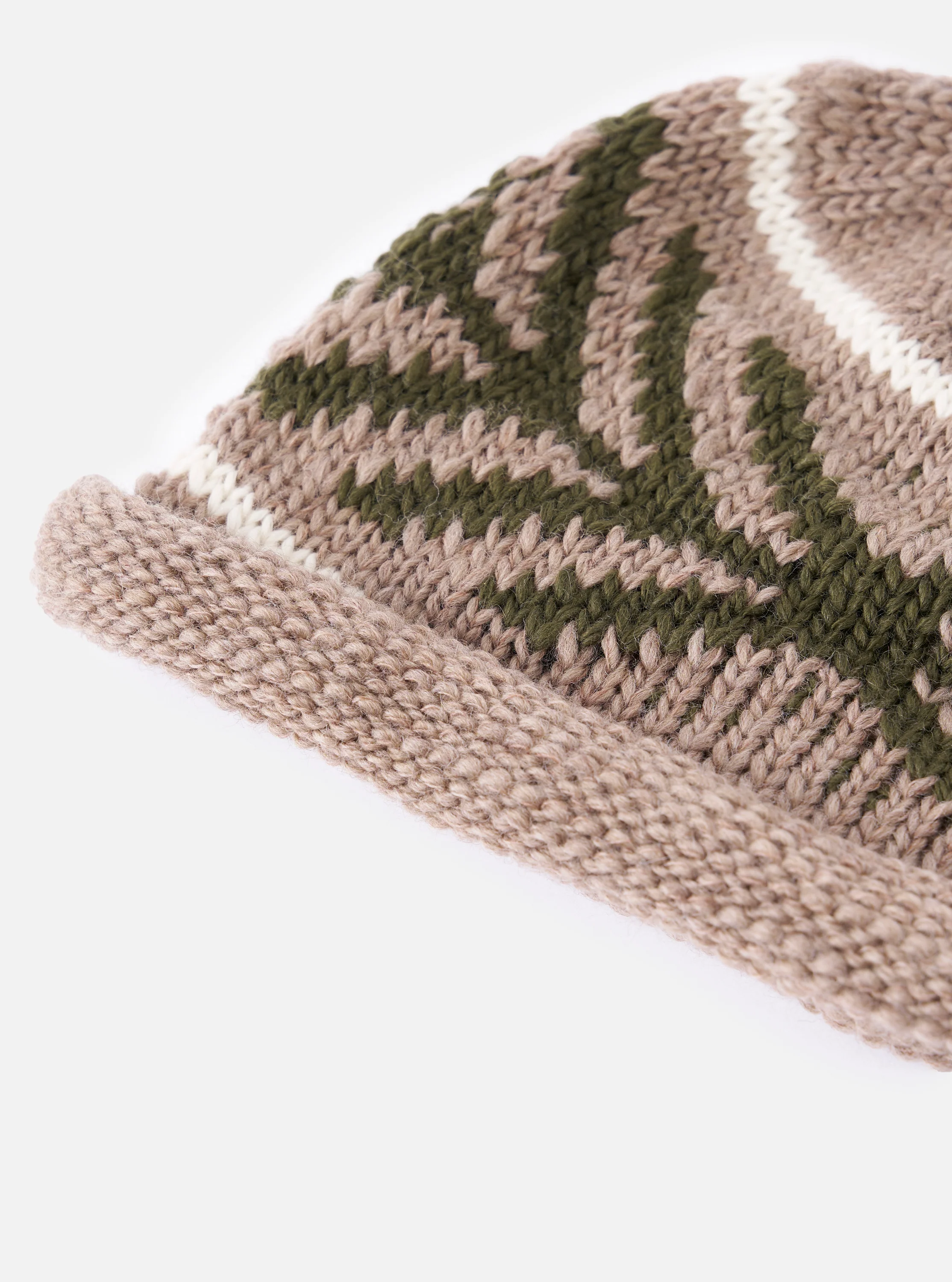 cableami® Beige Wool Jacquard Watch Cap - Image 2