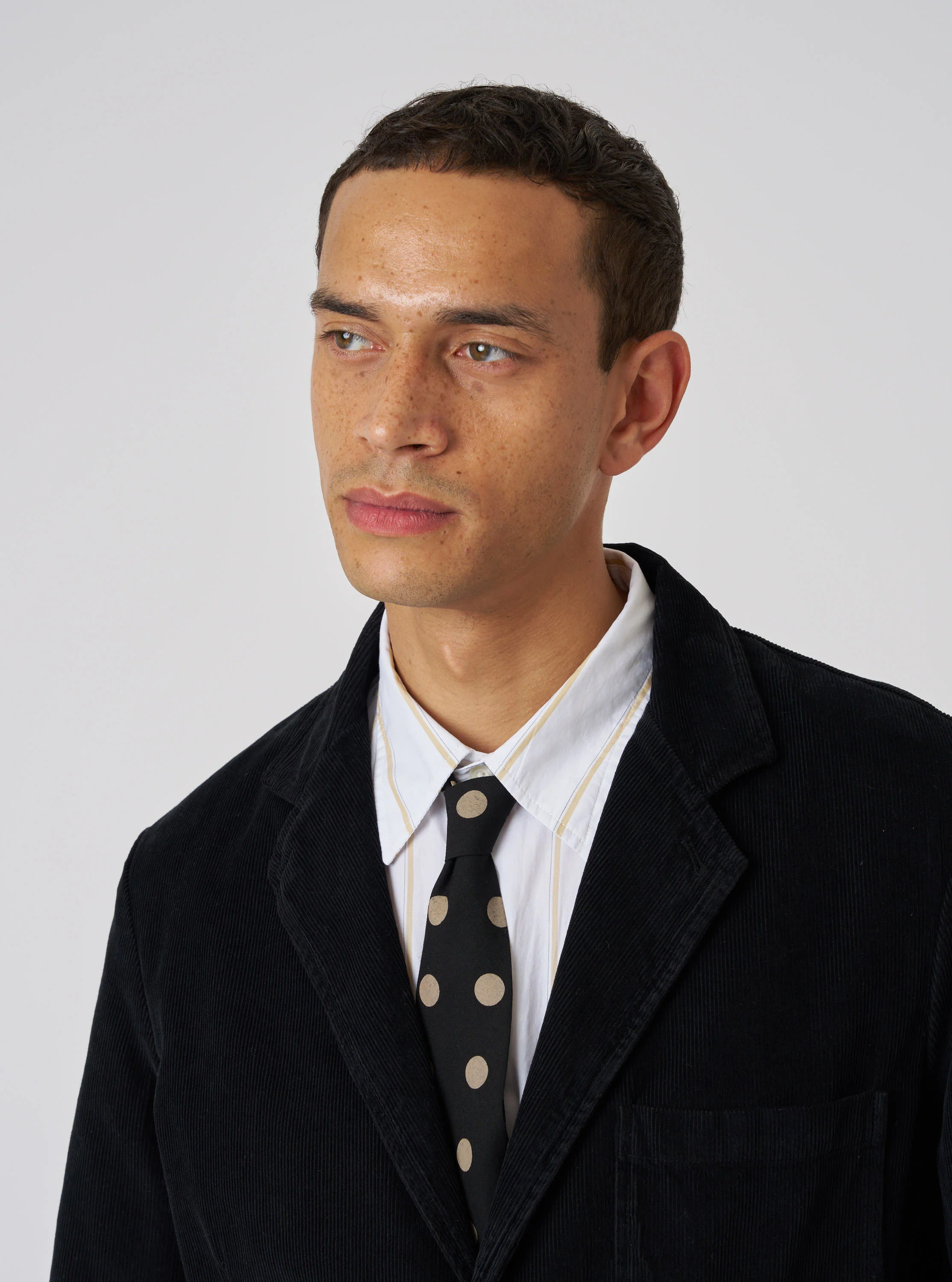 Black Bold Dot Print Rayon Tie - Image 2