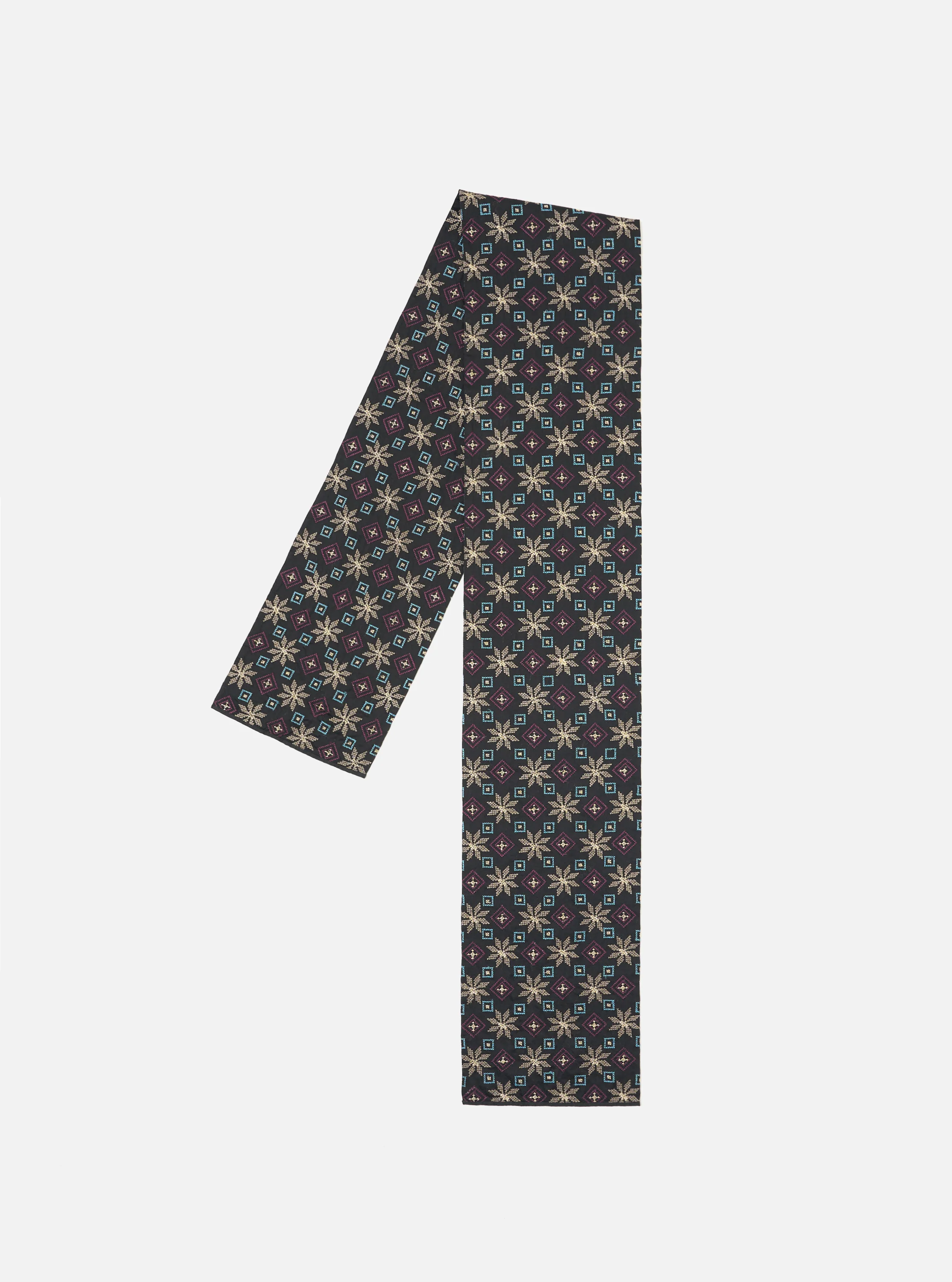 Black Embroidery Cotton Satin Embroidery Scarf