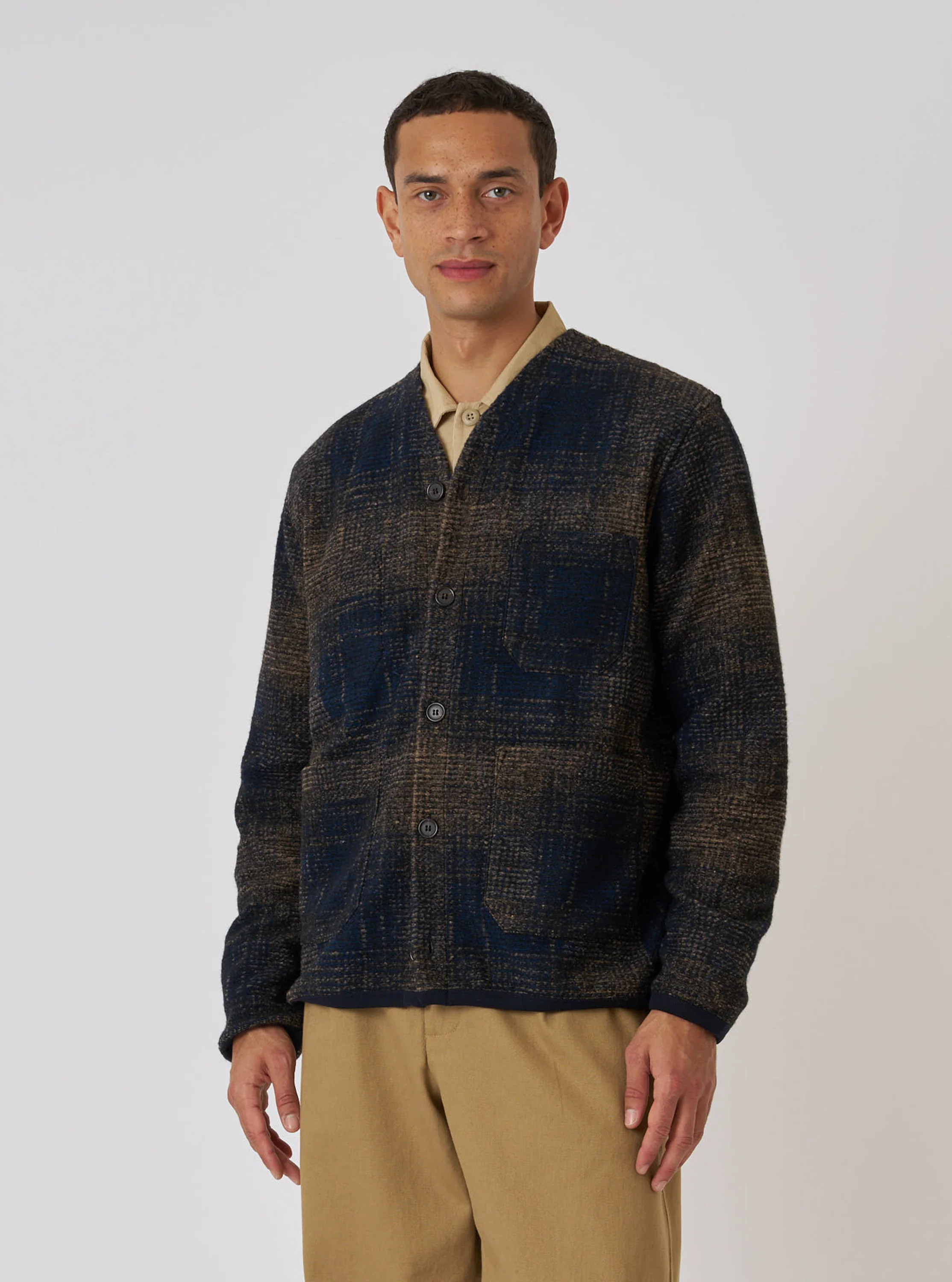 Navy Deca Check Cardigan - Image 2