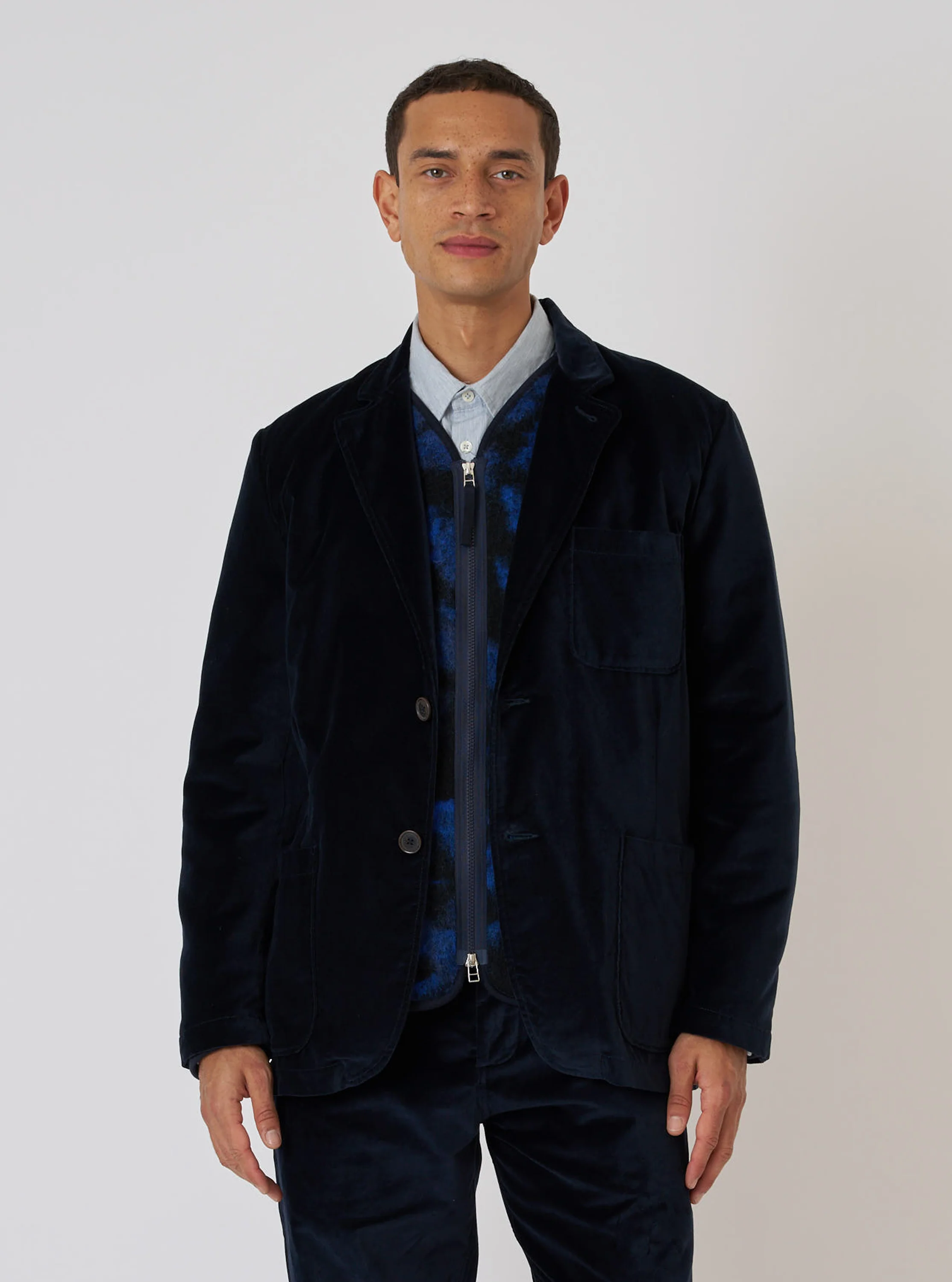 Navy Velveteen Two Button Jacket - Image 2