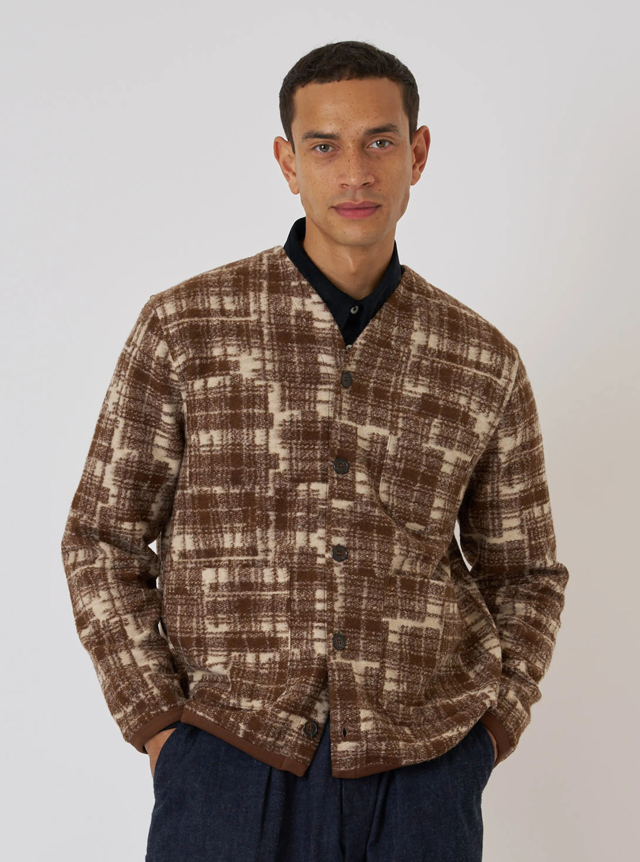 Sand Patch Check Fleece Cardigan - Image 2