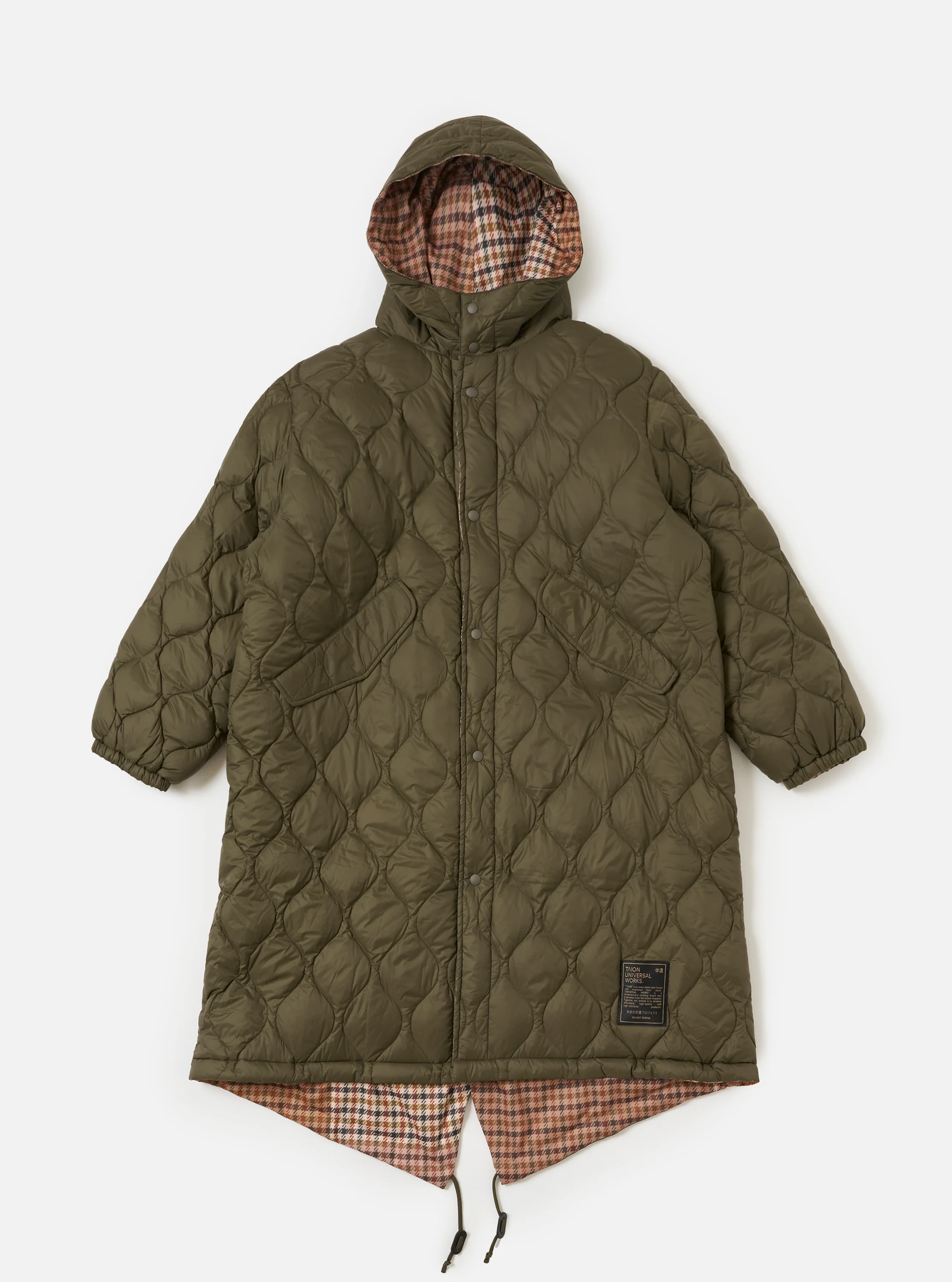 TAION x Universal Works Reversible Dark Olive Military Line Parka - Image 7
