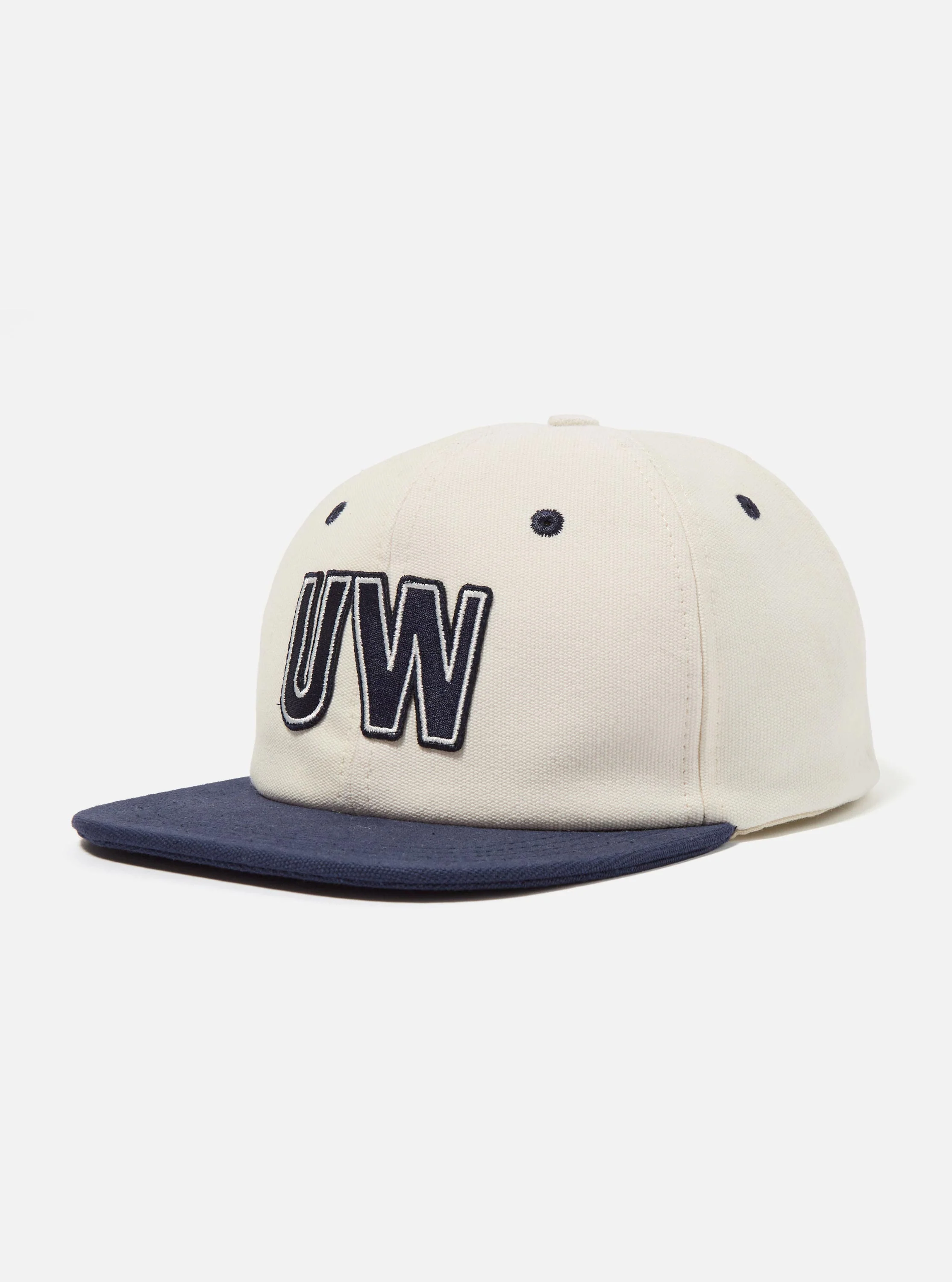 Ecru/Navy Canvas Baseball Hat
