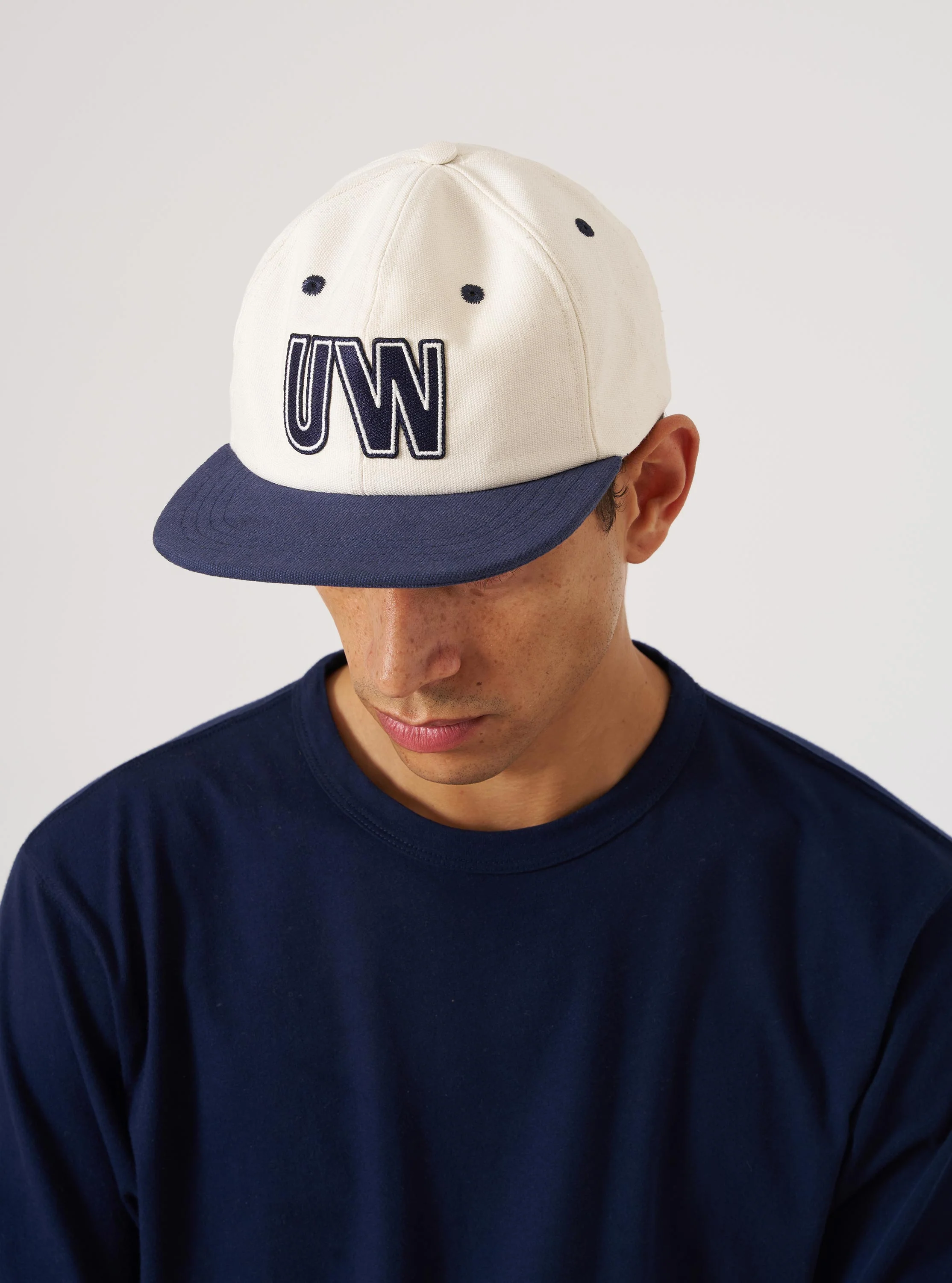 Ecru/Navy Canvas Baseball Hat - Image 2