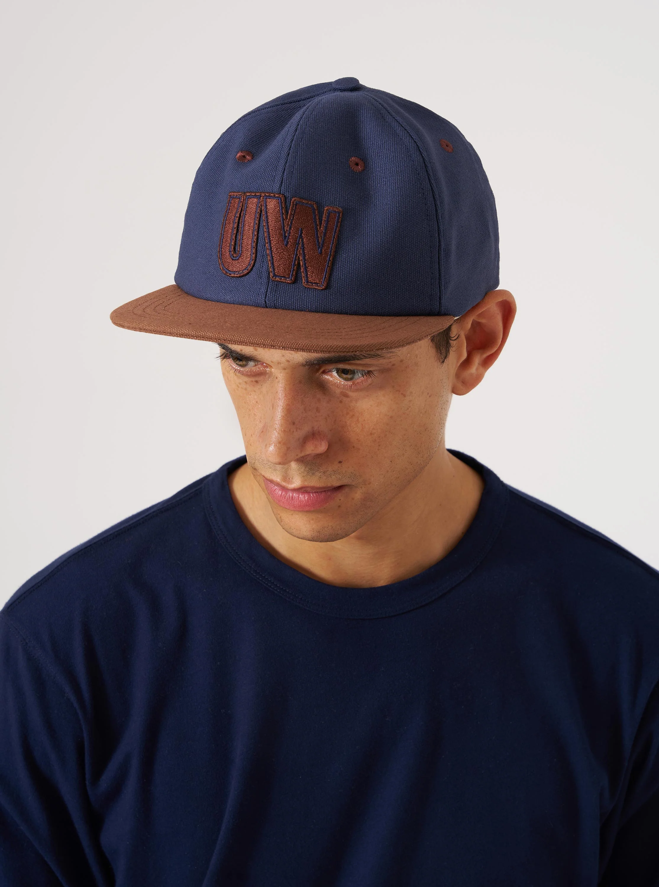 Navy/Brown Canvas Baseball Hat - Image 2