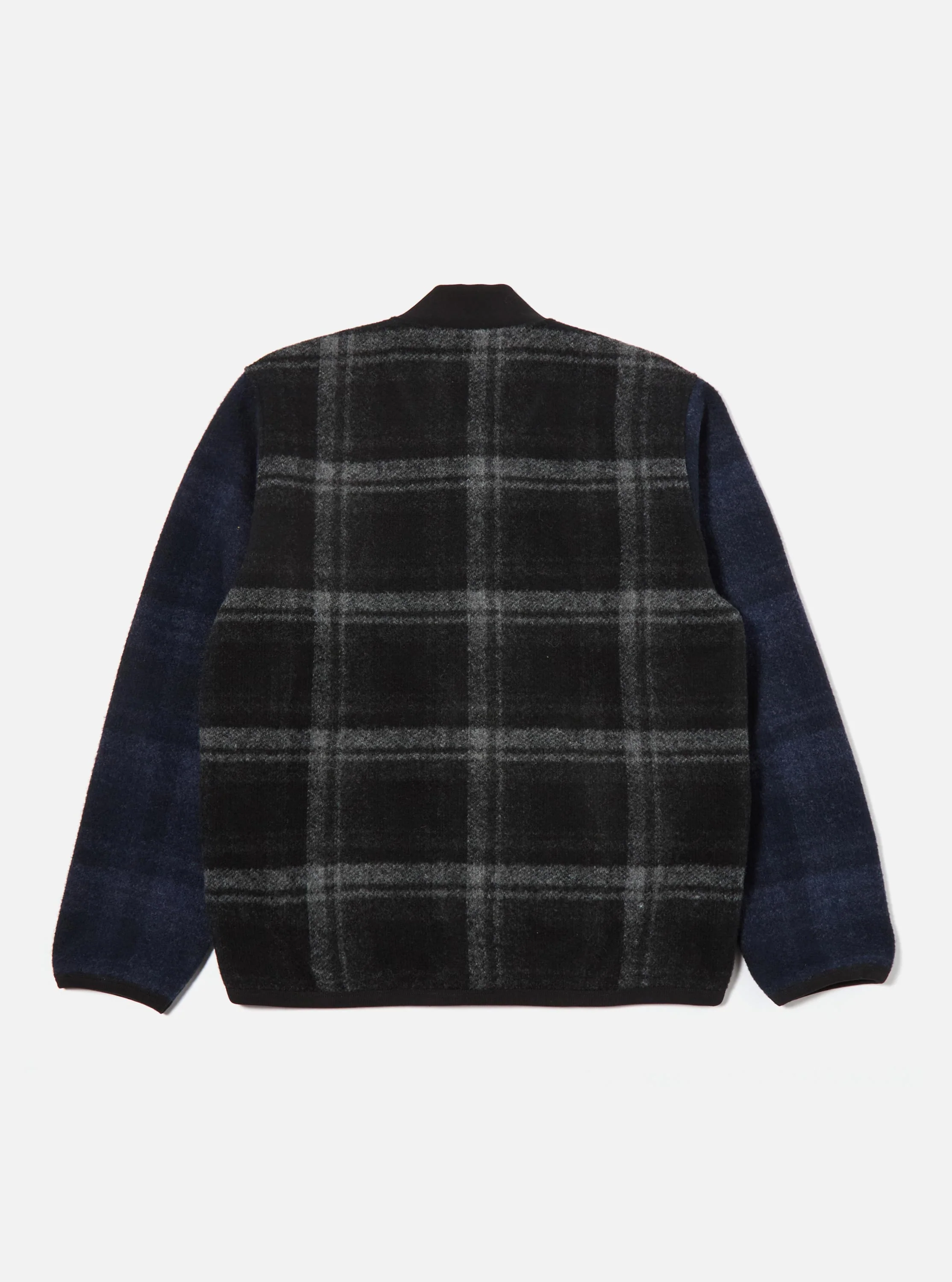 Grey Moh Check Fleece Button Front Bomber - Image 5