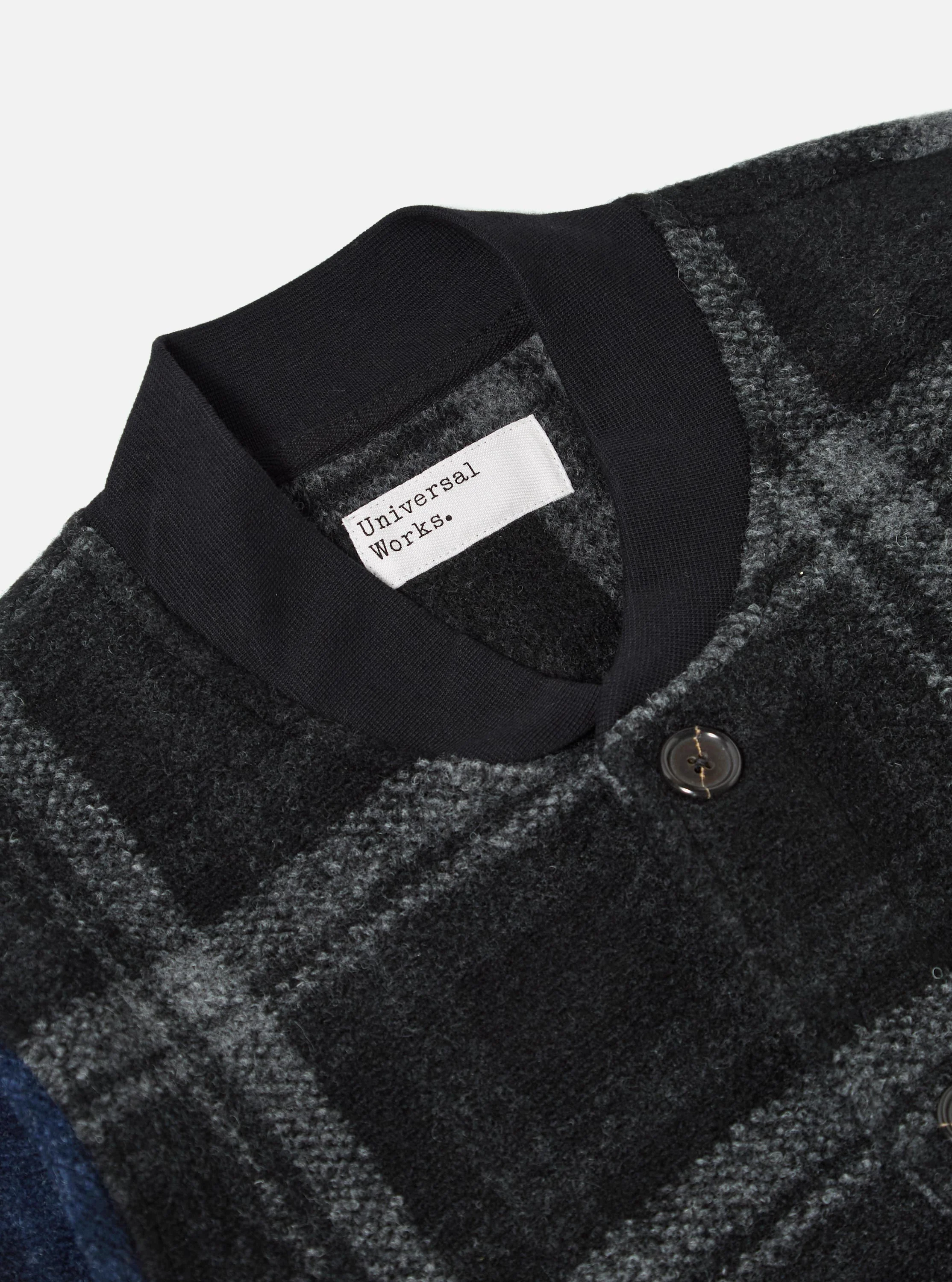 Grey Moh Check Fleece Button Front Bomber - Image 6