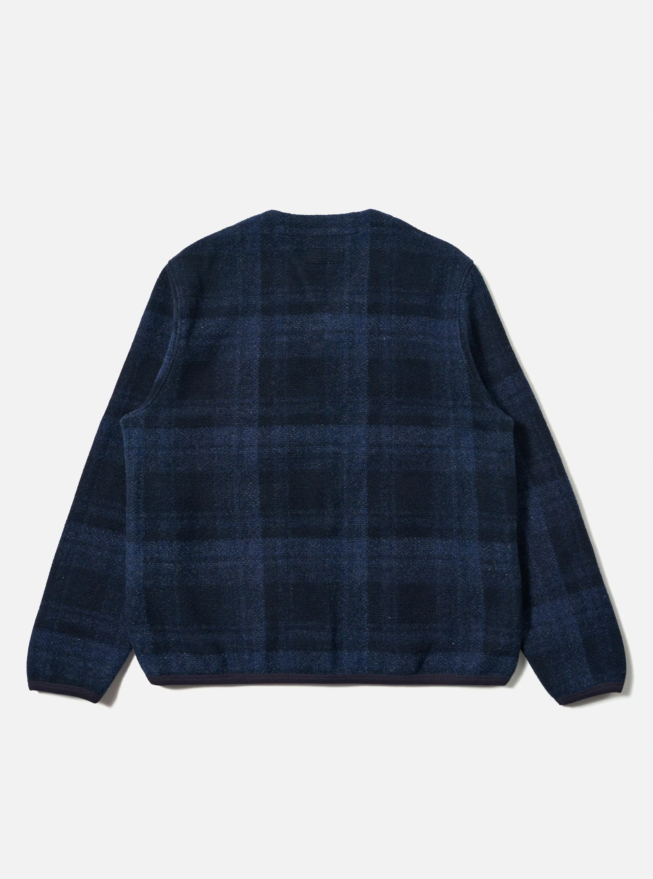 Navy Moh Check Fleece Cardigan - Image 5