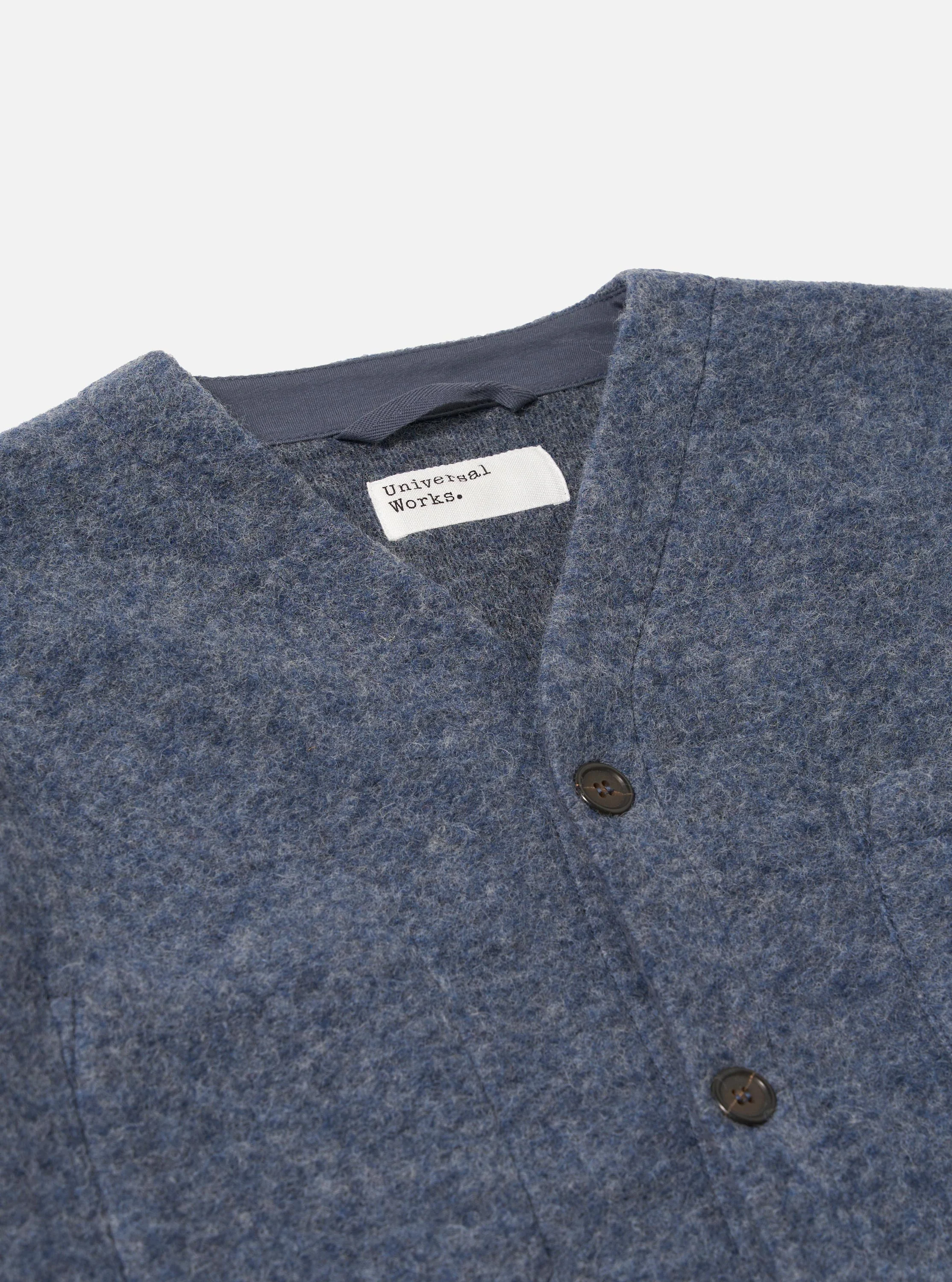 Slate Blue Wool Fleece Cardigan - Image 6