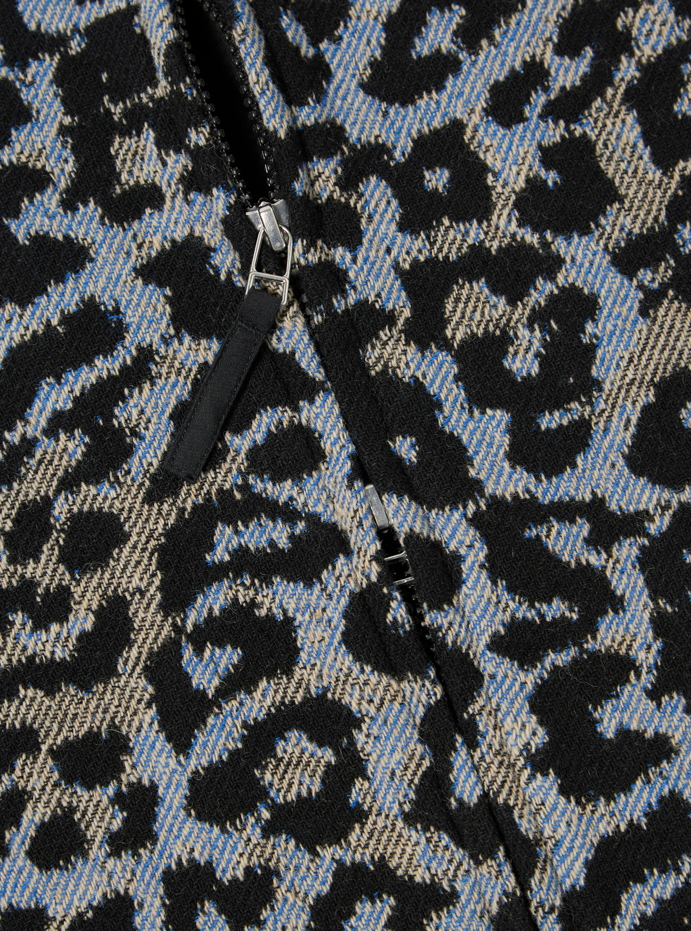 Blue Leopard Flower Wool Club Jacket - Image 7