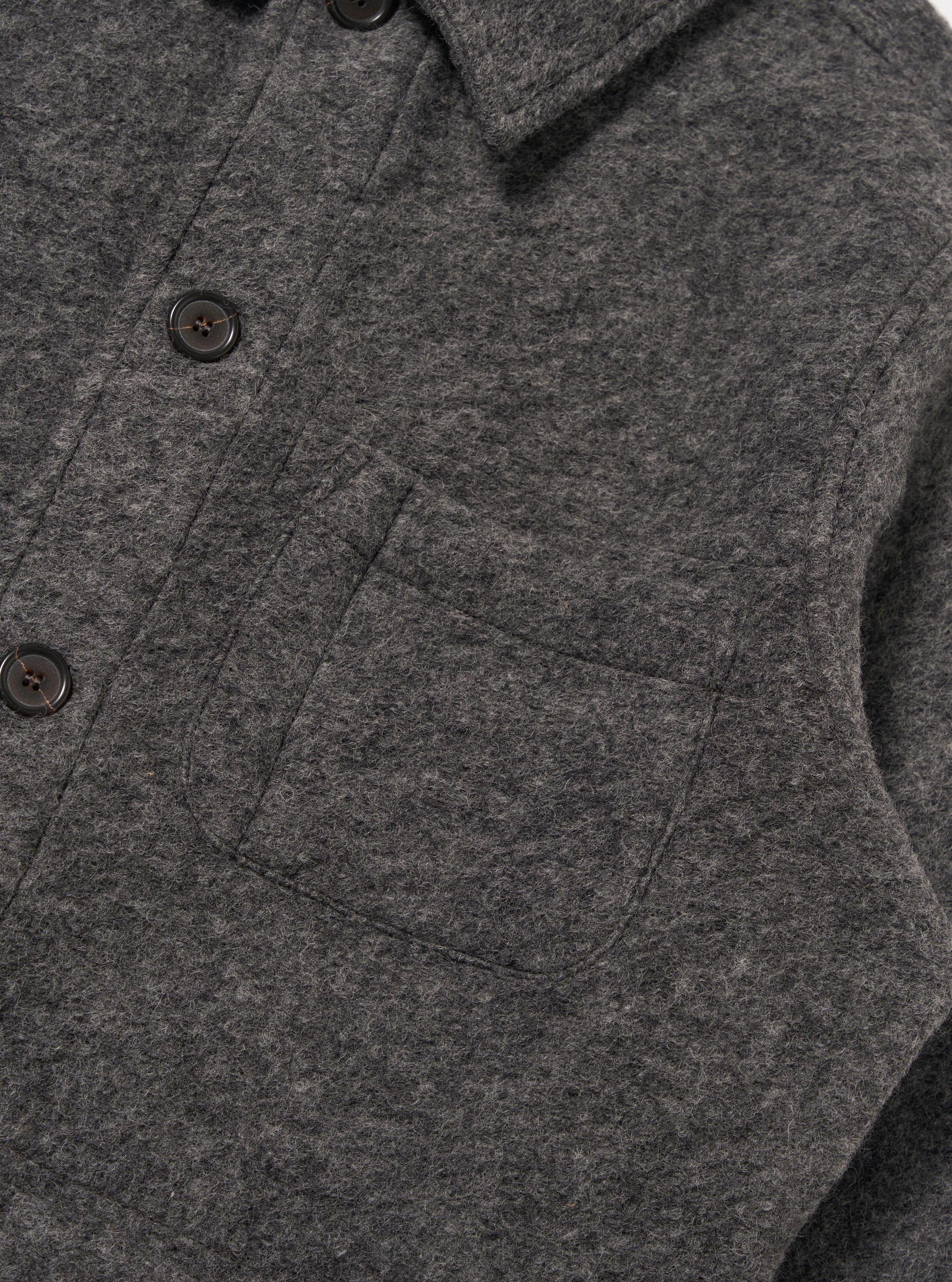 Grey Marl Wool Fleece Field Jacket - Image 7