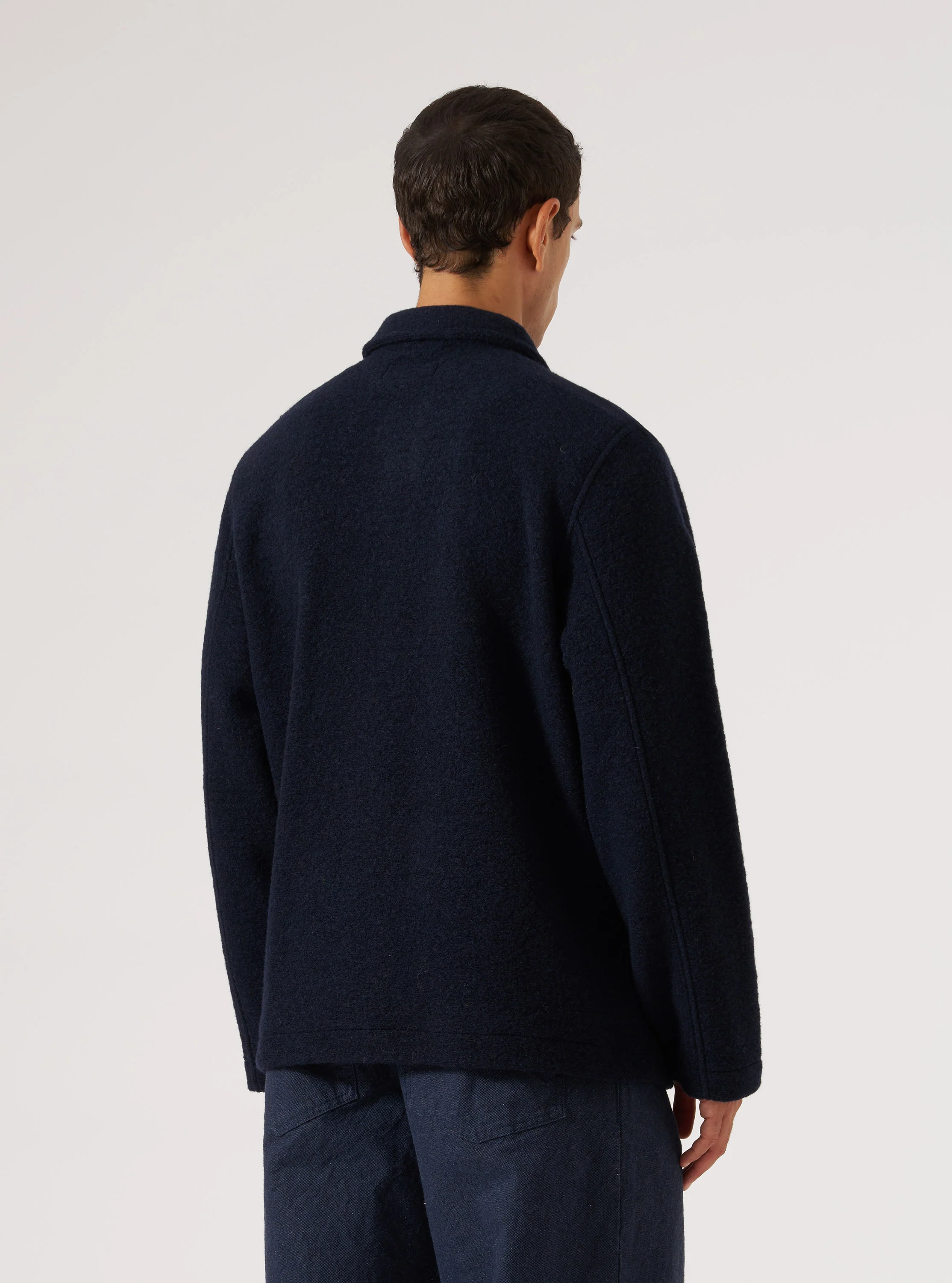 Navy Wool Fleece Field Jacket - Image 3