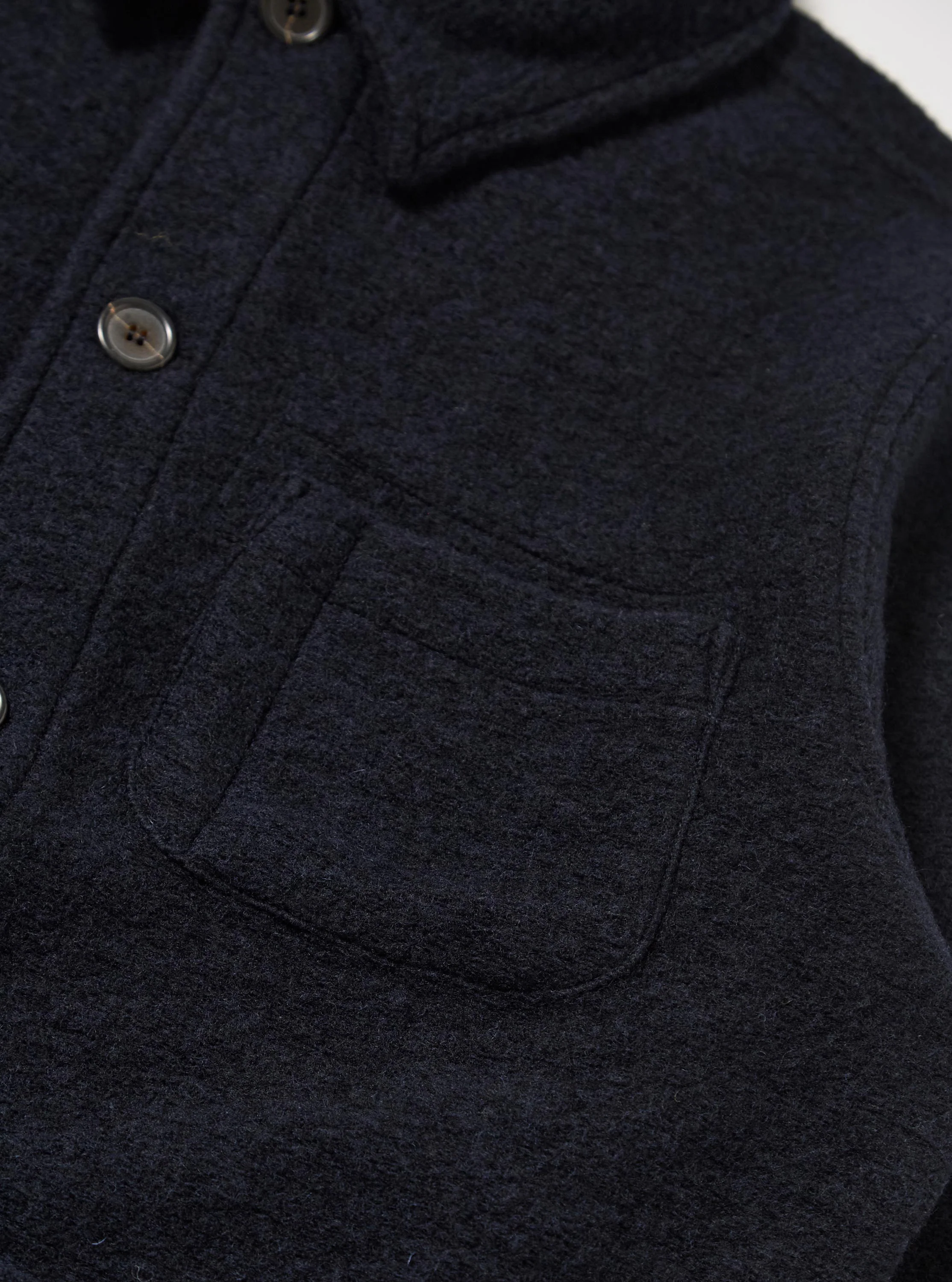 Navy Wool Fleece Field Jacket - Image 7