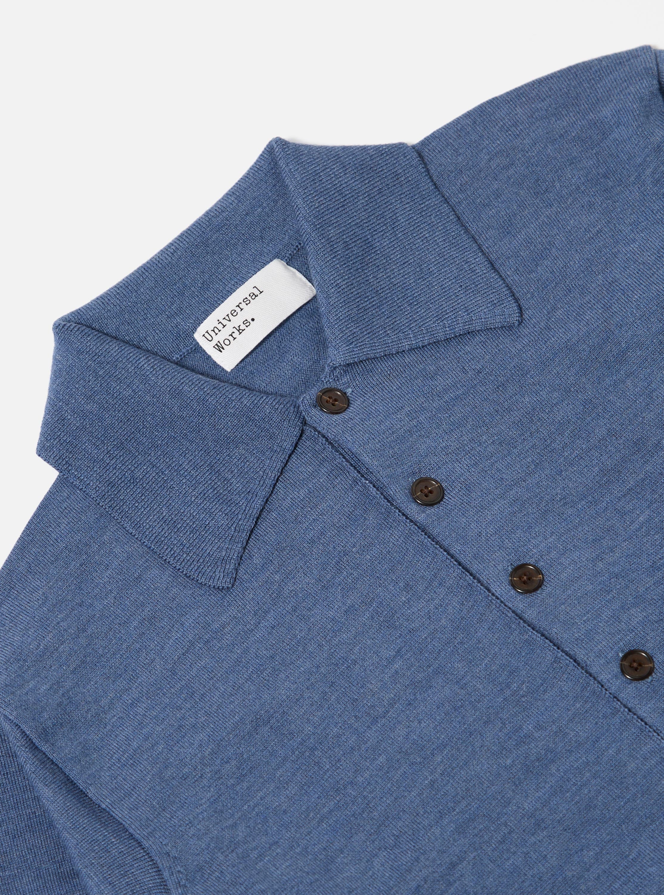 Airforce Blue Merino L/S Pullover Knit Shirt - Image 6