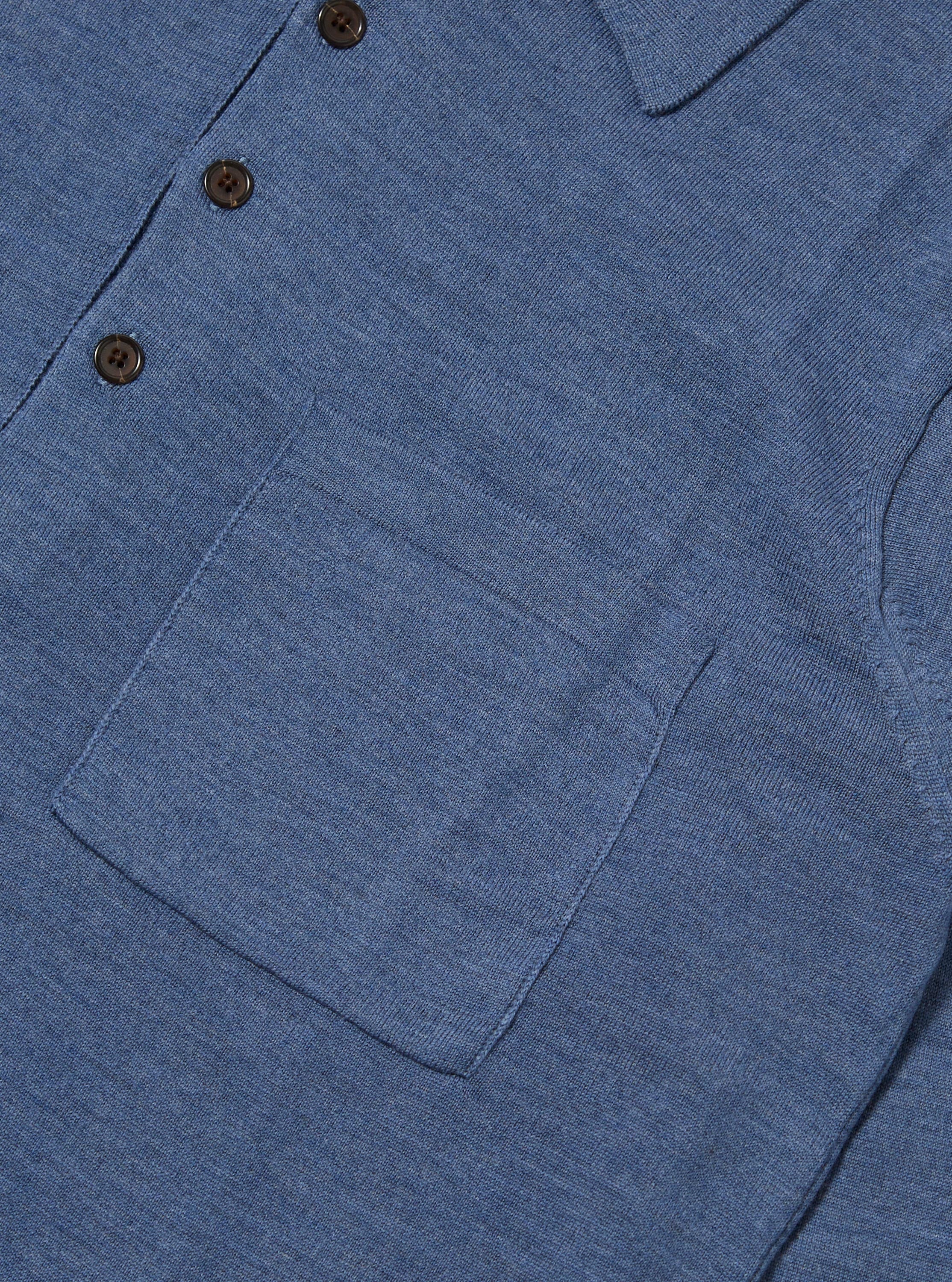 Airforce Blue Merino L/S Pullover Knit Shirt - Image 7