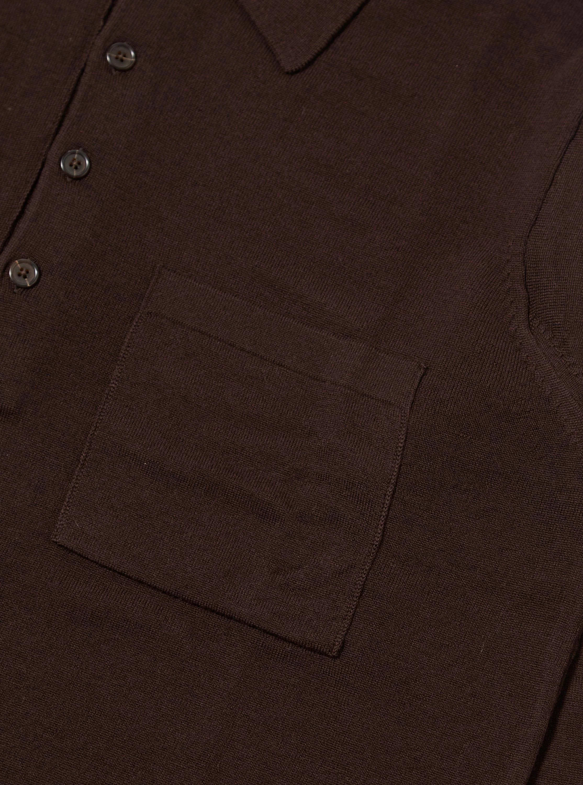 Brown Merino L/S Pullover Knit Shirt - Image 7