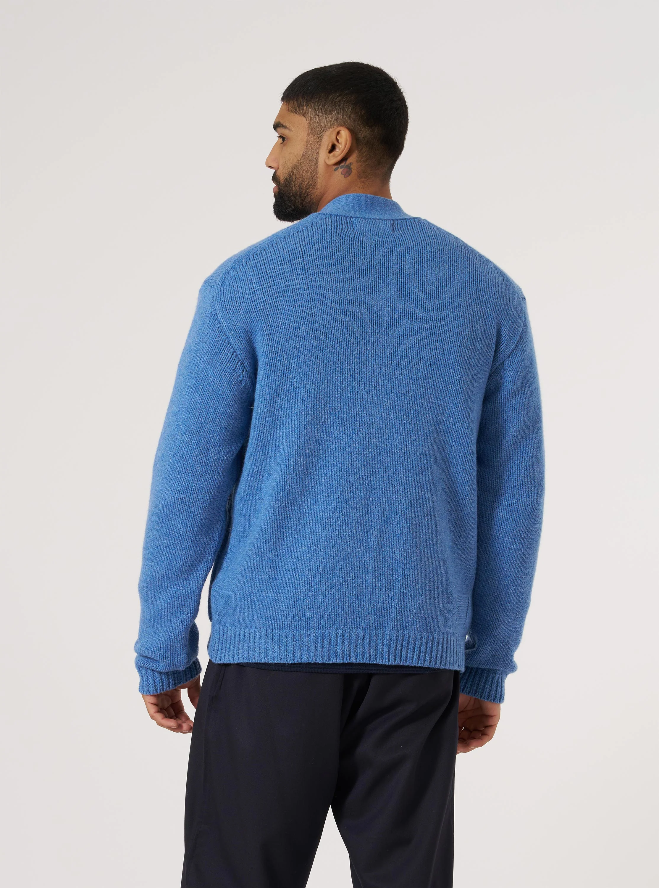 Pale Blue Recycled Shetland Langdale Cardigan - Image 3