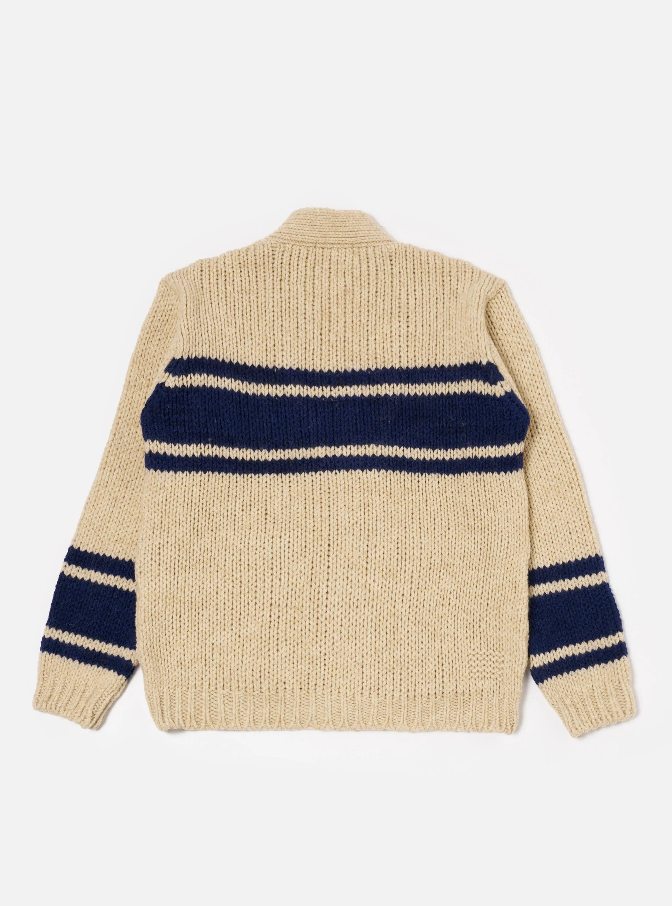 Sand Chunky Knit Stripe Langdale Cardigan - Image 5