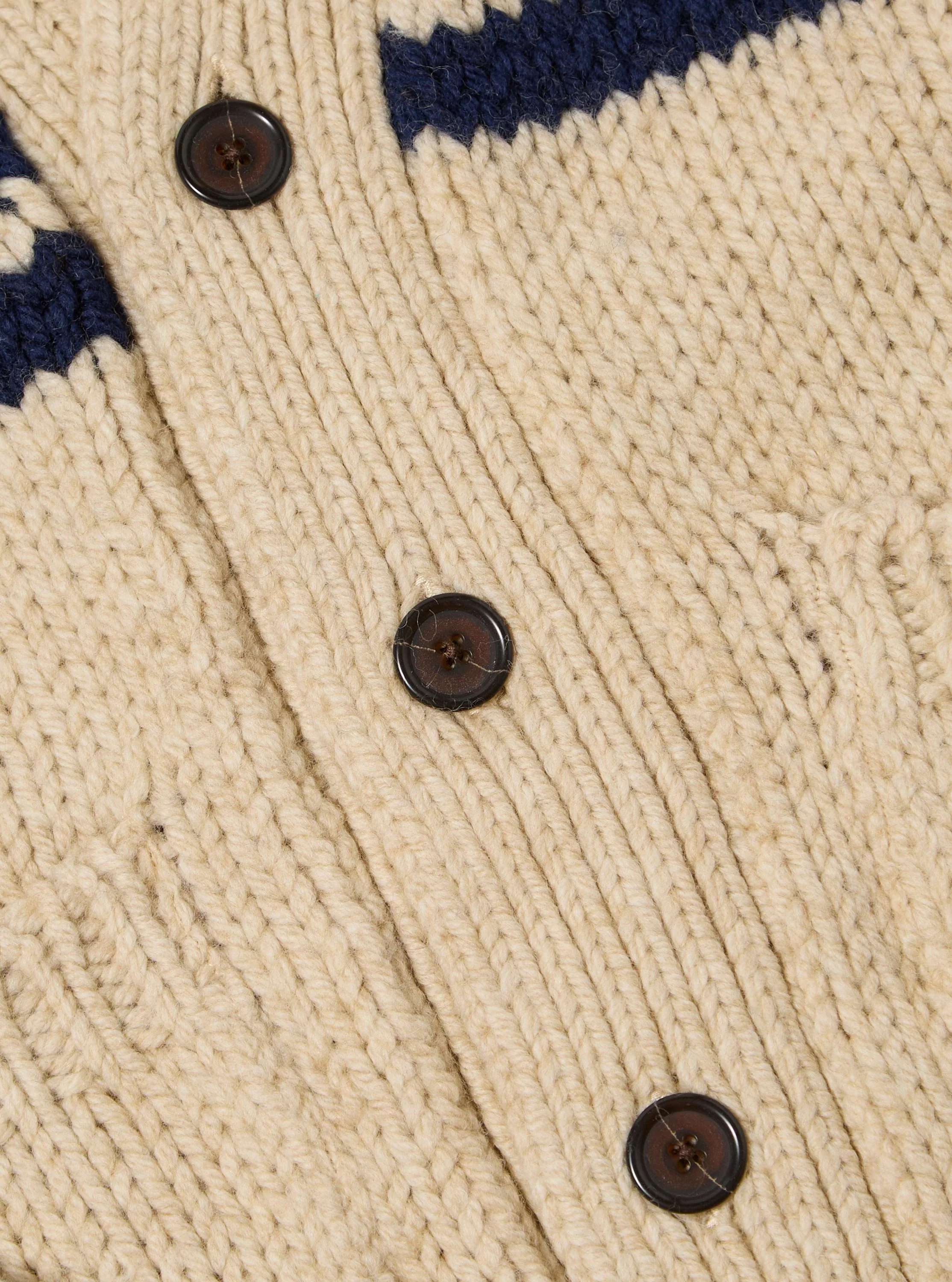 Sand Chunky Knit Stripe Langdale Cardigan - Image 7