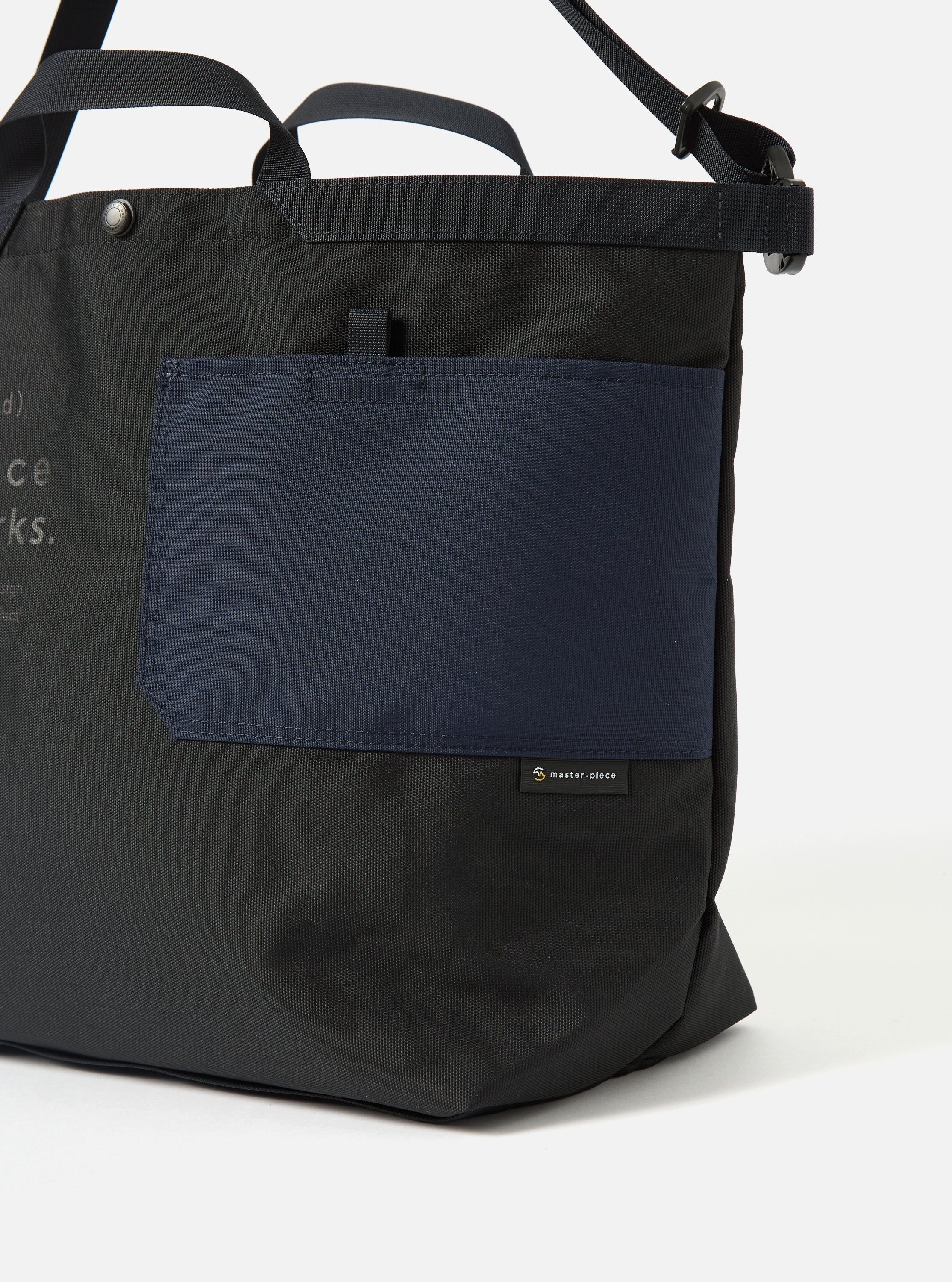 master-piece x Universal Works Black Recycled Tech Canvas Large Tote Bag - Image 2