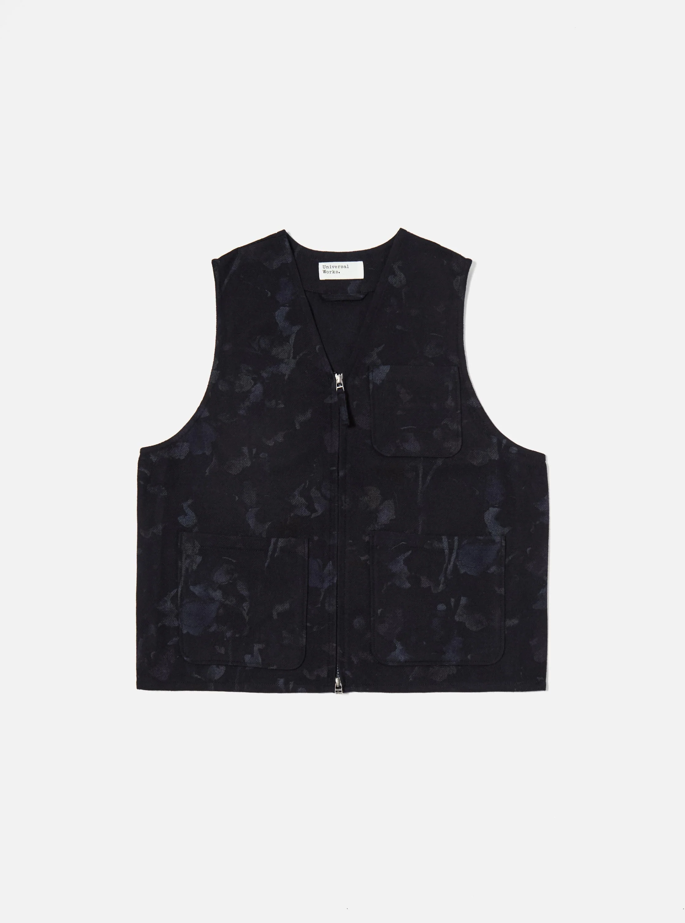 Navy Flower Print Flannel Operators Gilet