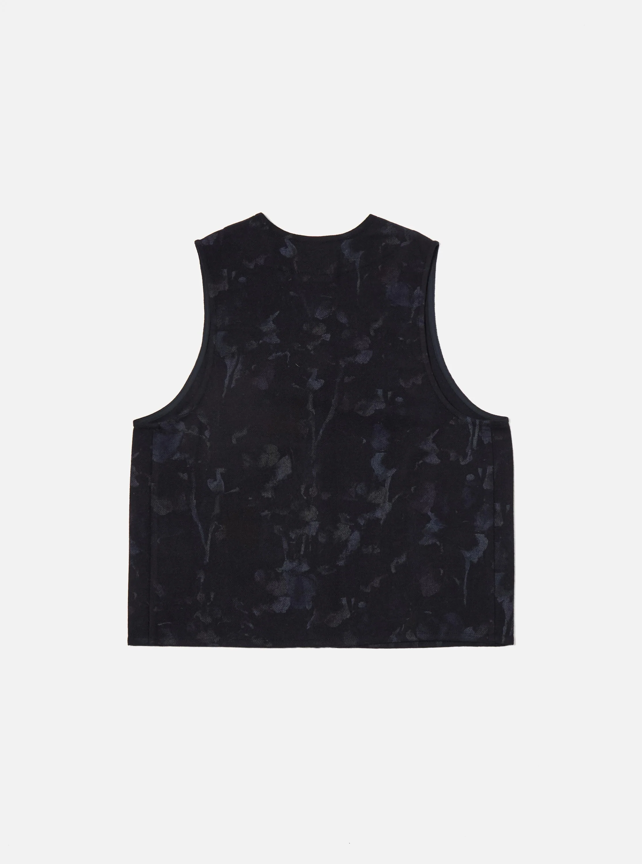 Navy Flower Print Flannel Operators Gilet - Image 5