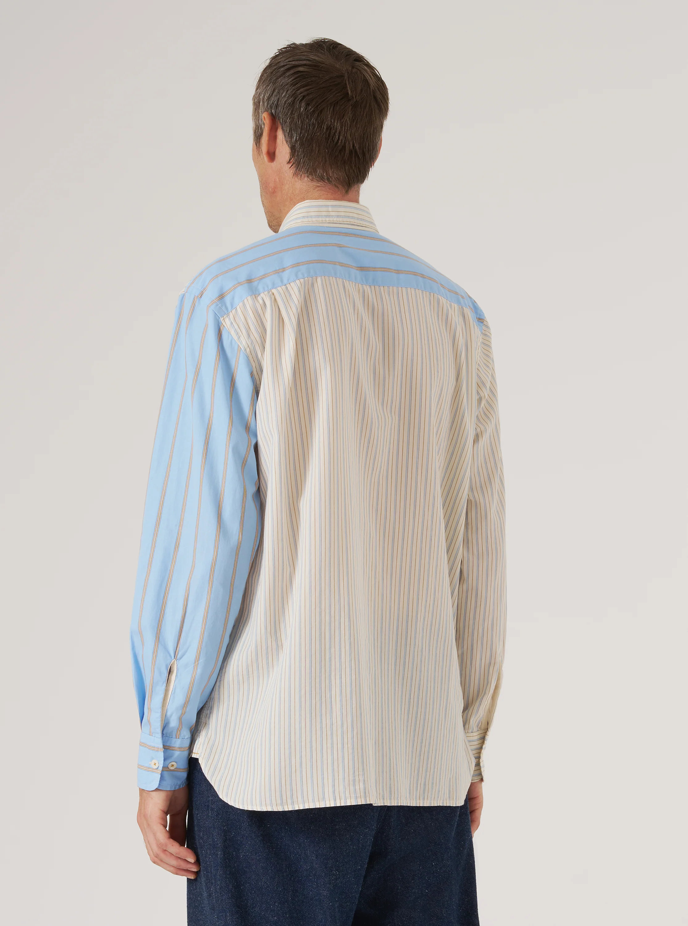 Ecru/Blue Mix Pop Stripe Mix Station Shirt - Image 3