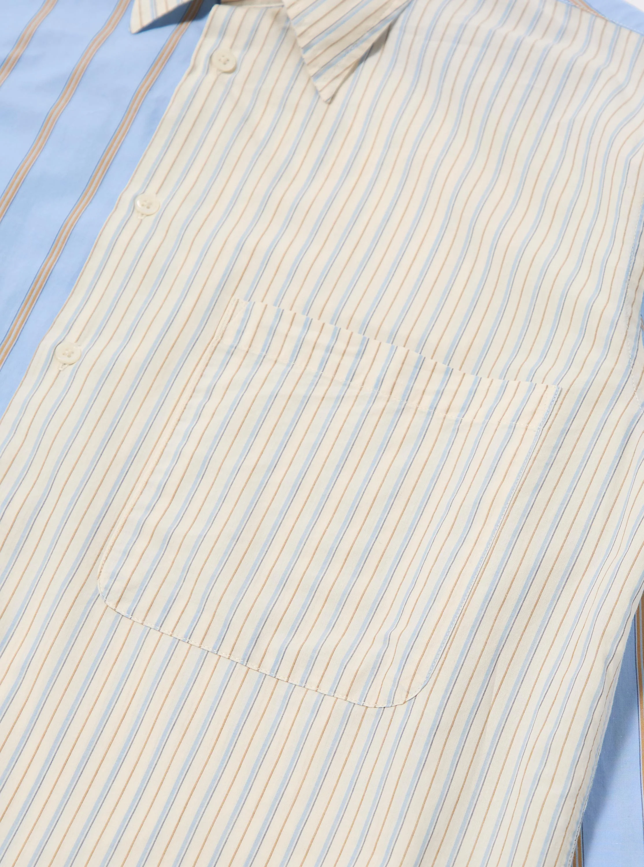 Ecru/Blue Mix Pop Stripe Mix Station Shirt - Image 7