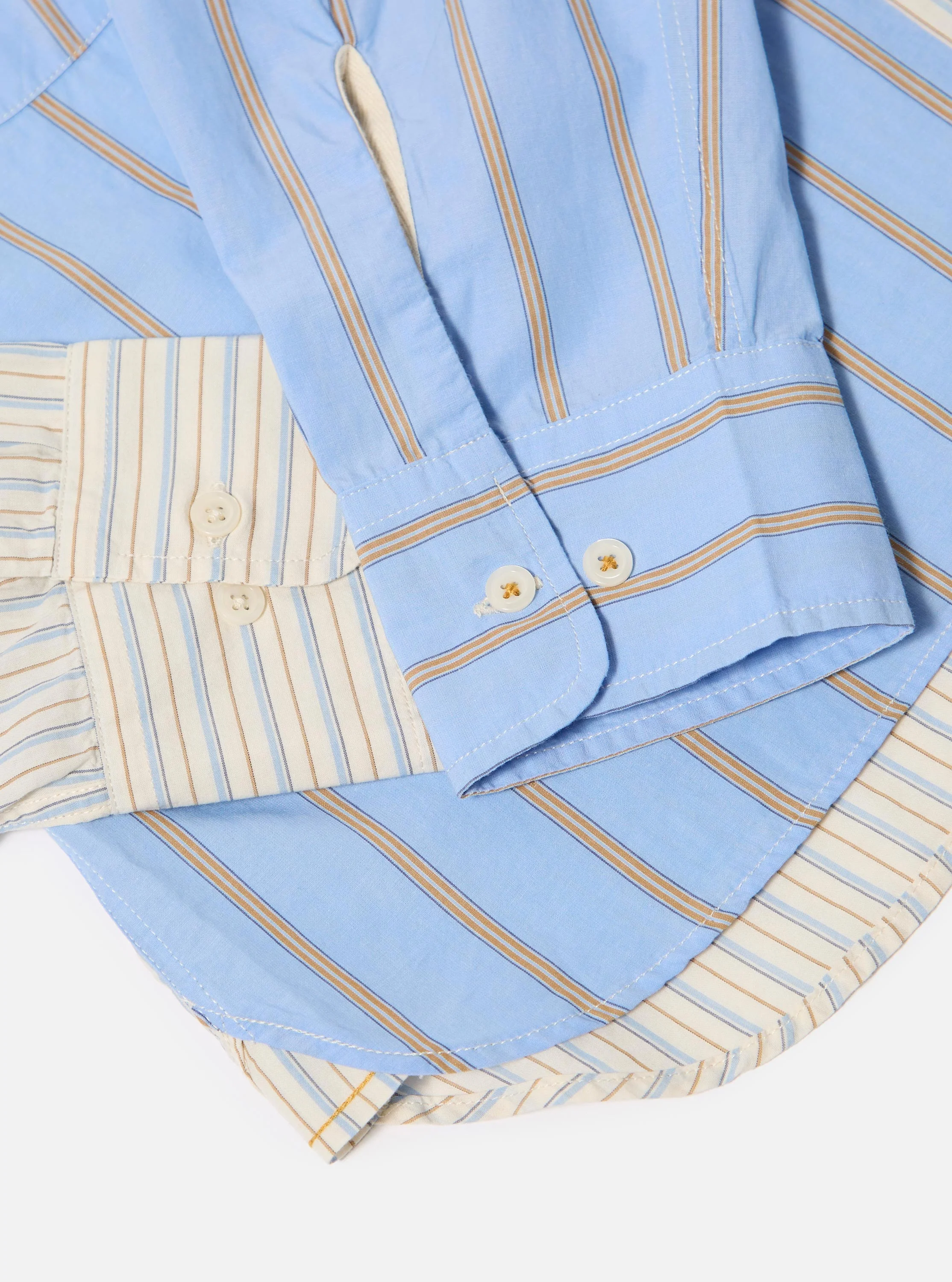 Ecru/Blue Mix Pop Stripe Mix Station Shirt - Image 9