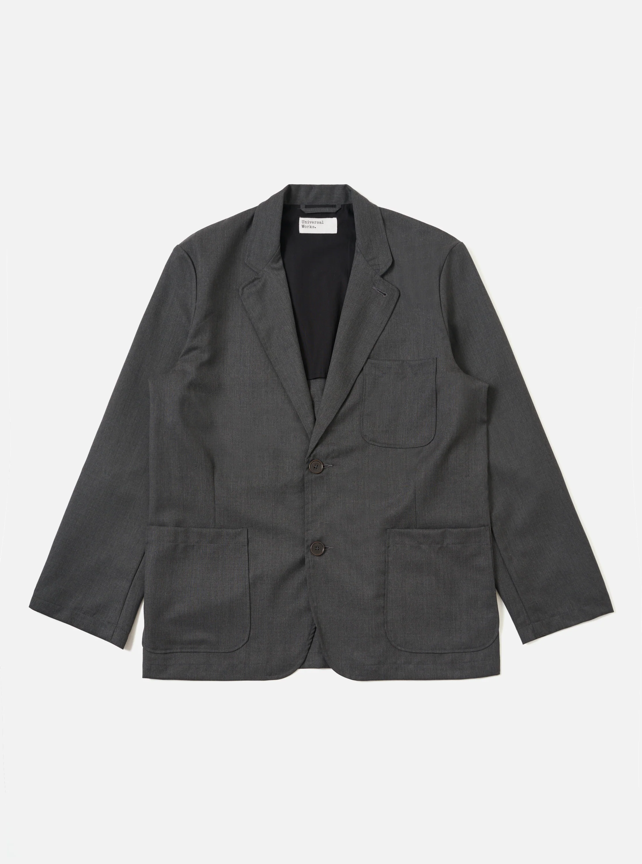 Charcoal Travel Suiting Two Button Jacket