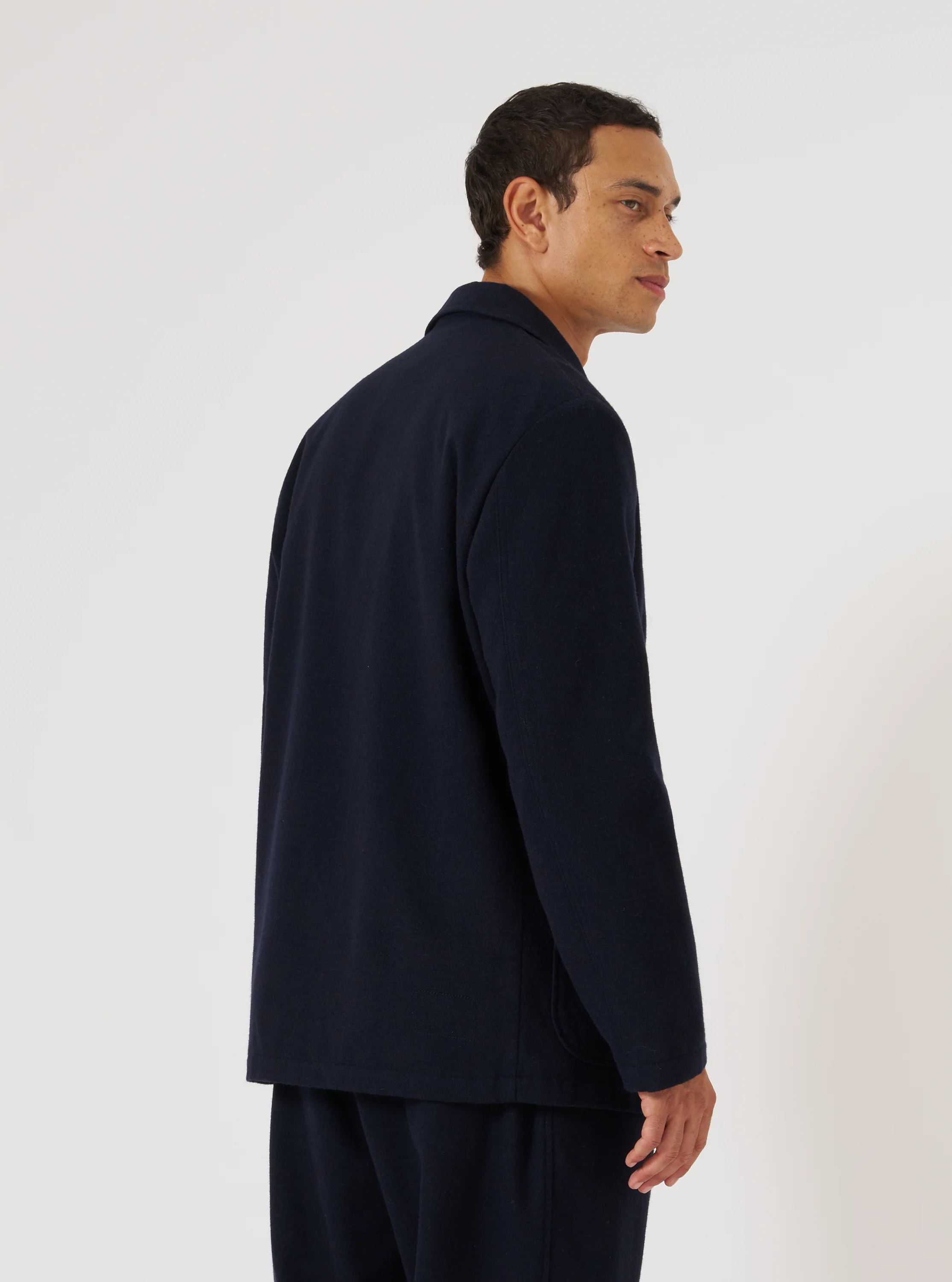 Dark Navy Soft Recycled Wool Two Button Jacket - Image 3