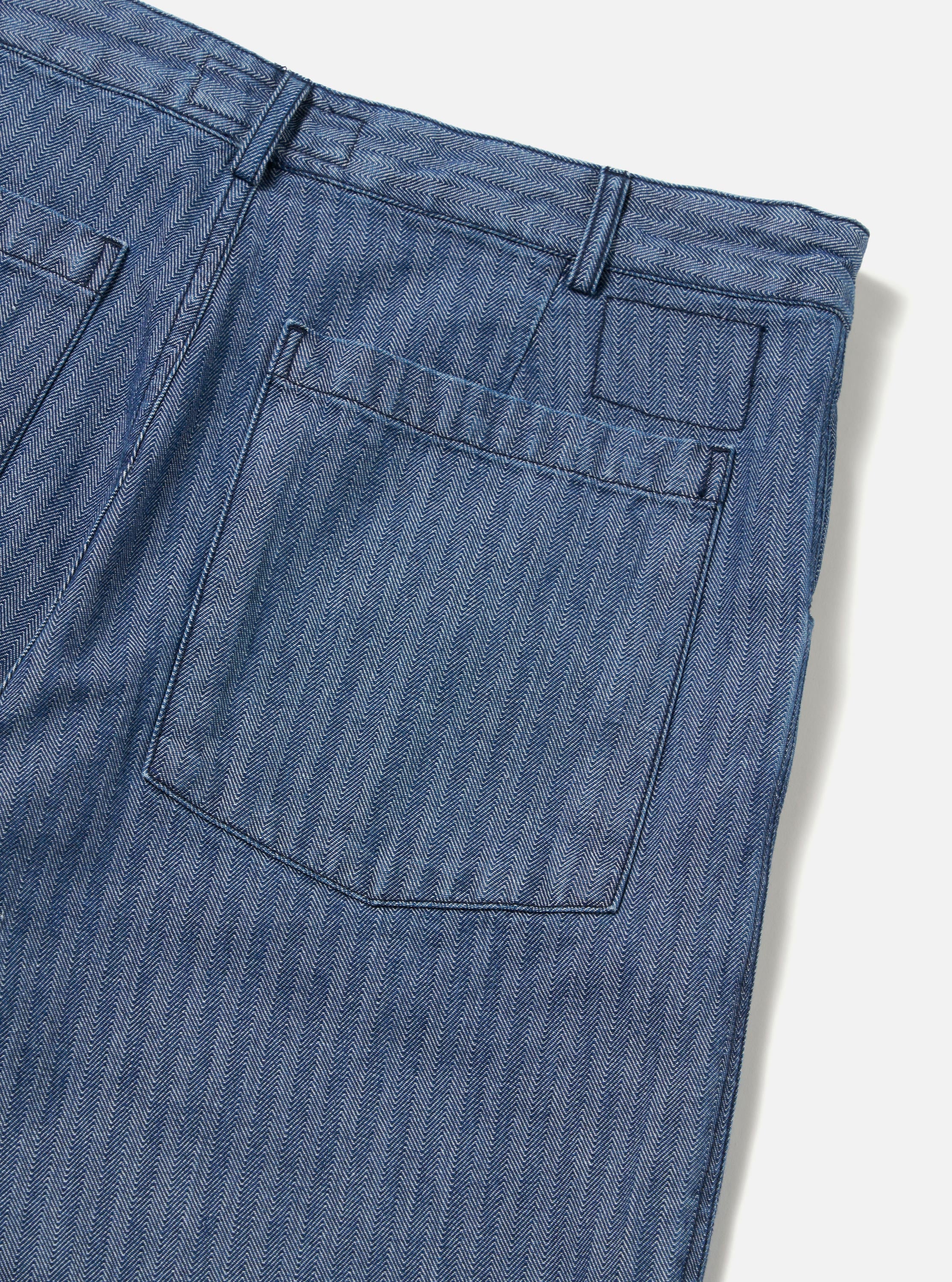 Indigo Denim Herringbone Utility Pant - Image 7