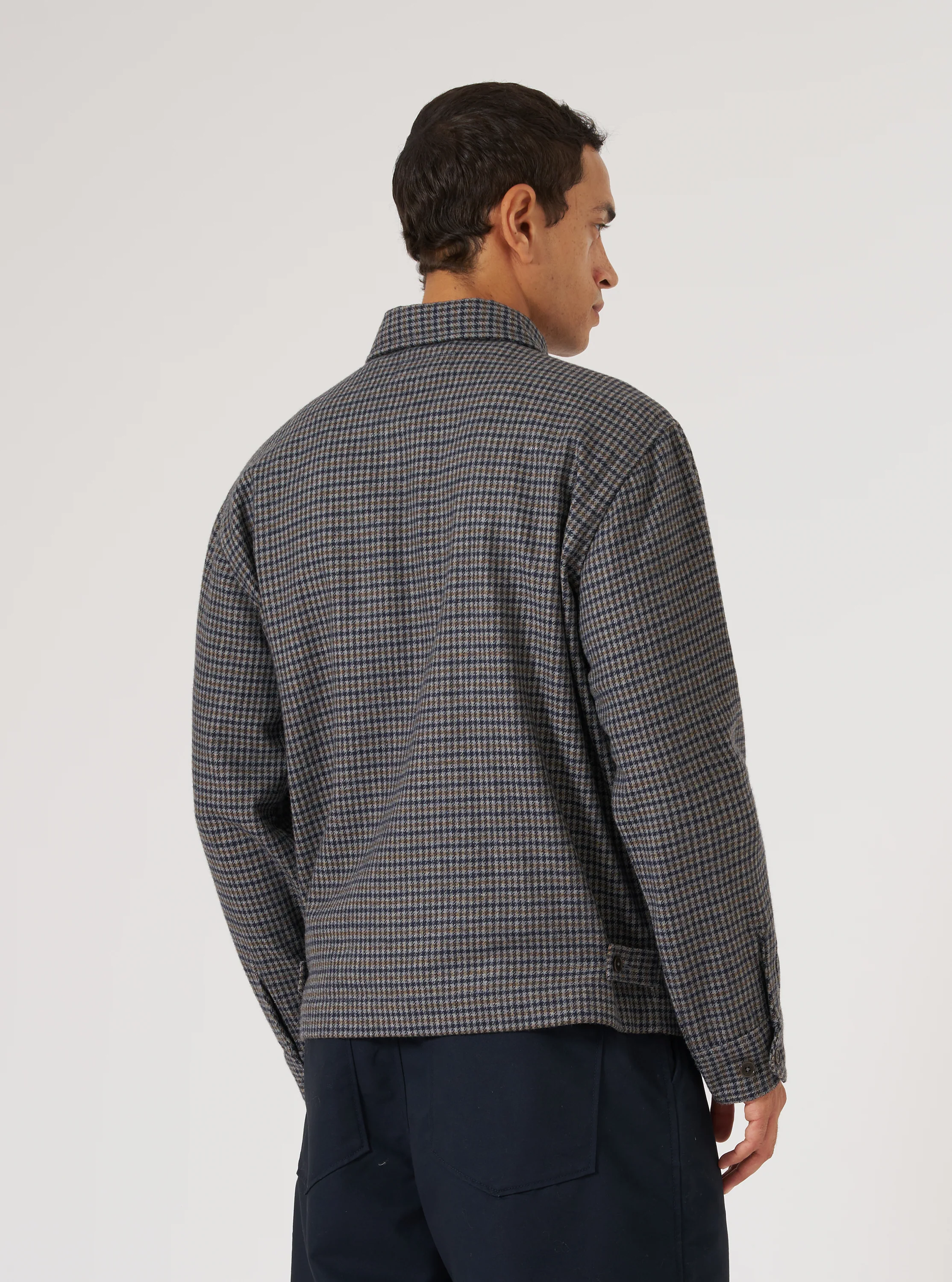 Charcoal Houndstooth Wool Mix Windcheater - Image 3