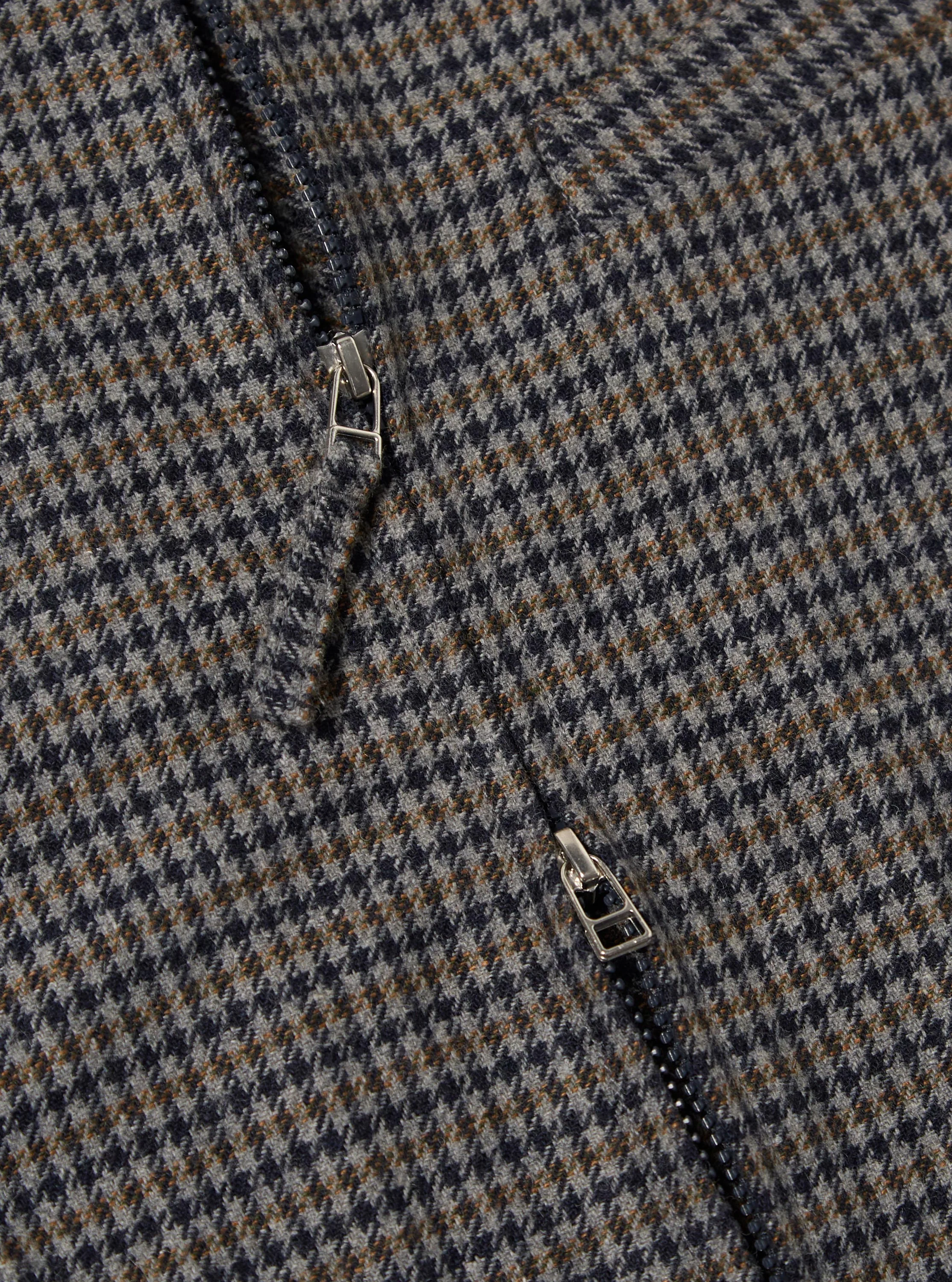 Charcoal Houndstooth Wool Mix Windcheater - Image 7