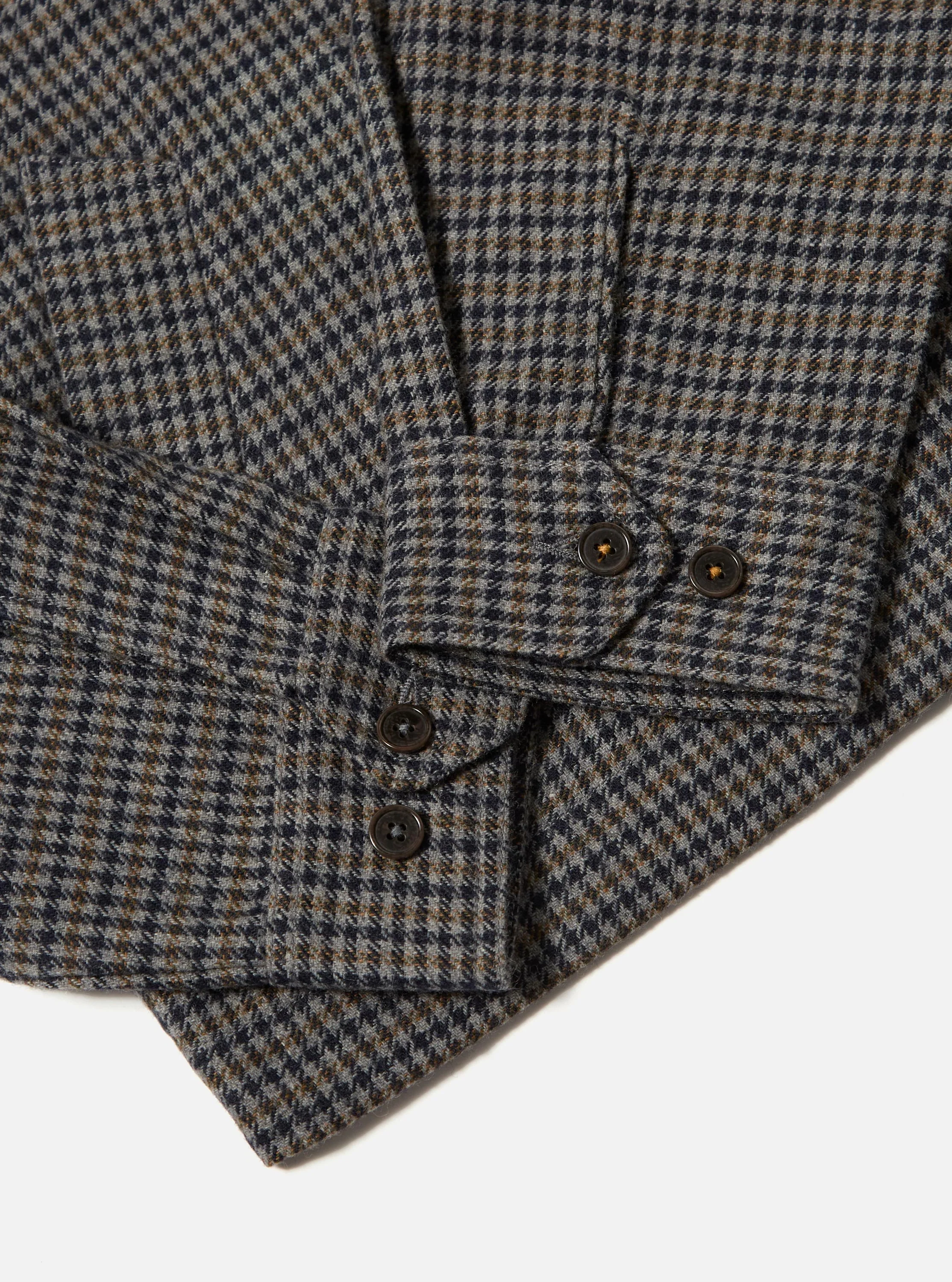 Charcoal Houndstooth Wool Mix Windcheater - Image 8