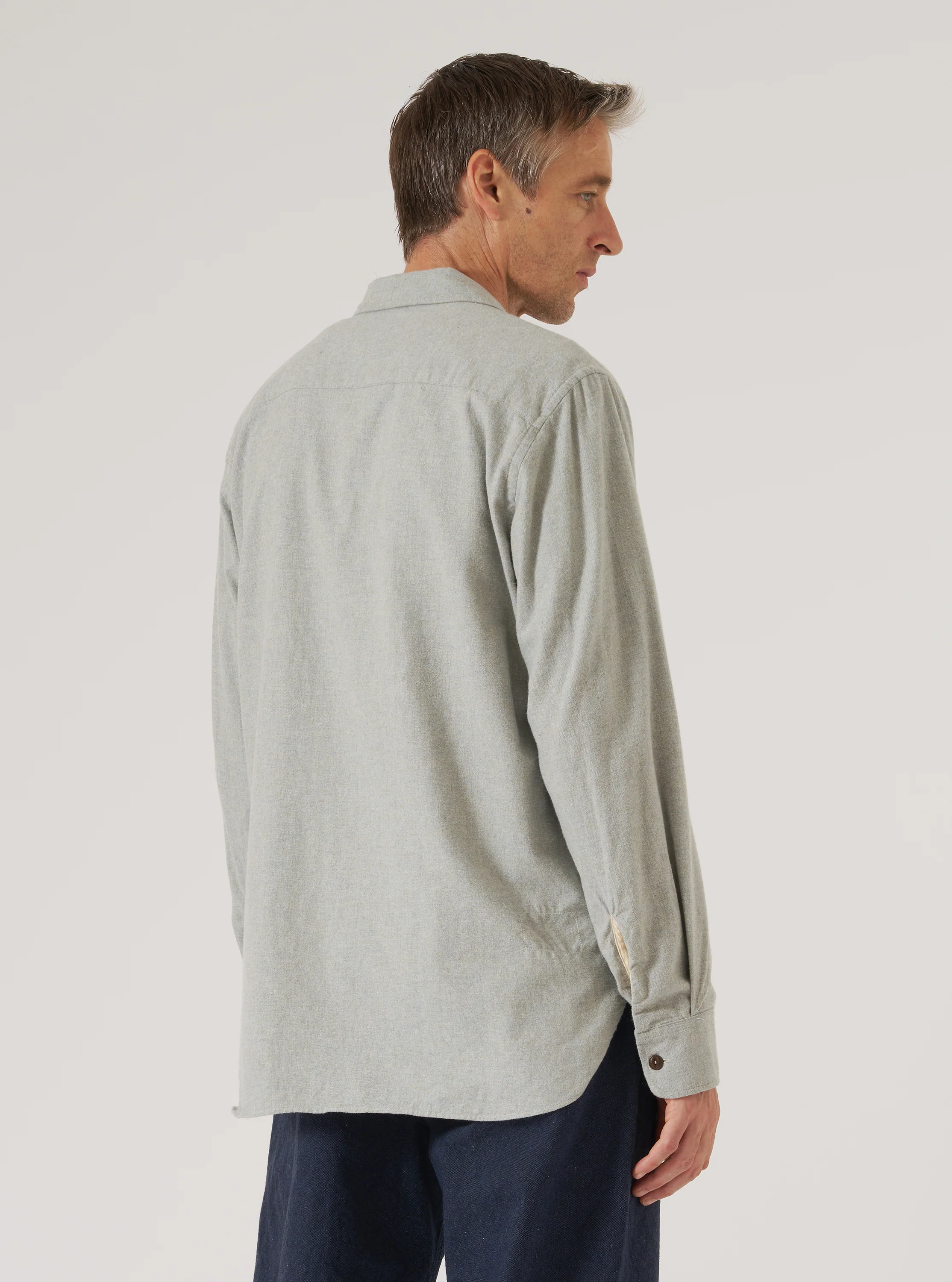 Grey Brushed Flannel Work Shirt - Image 3
