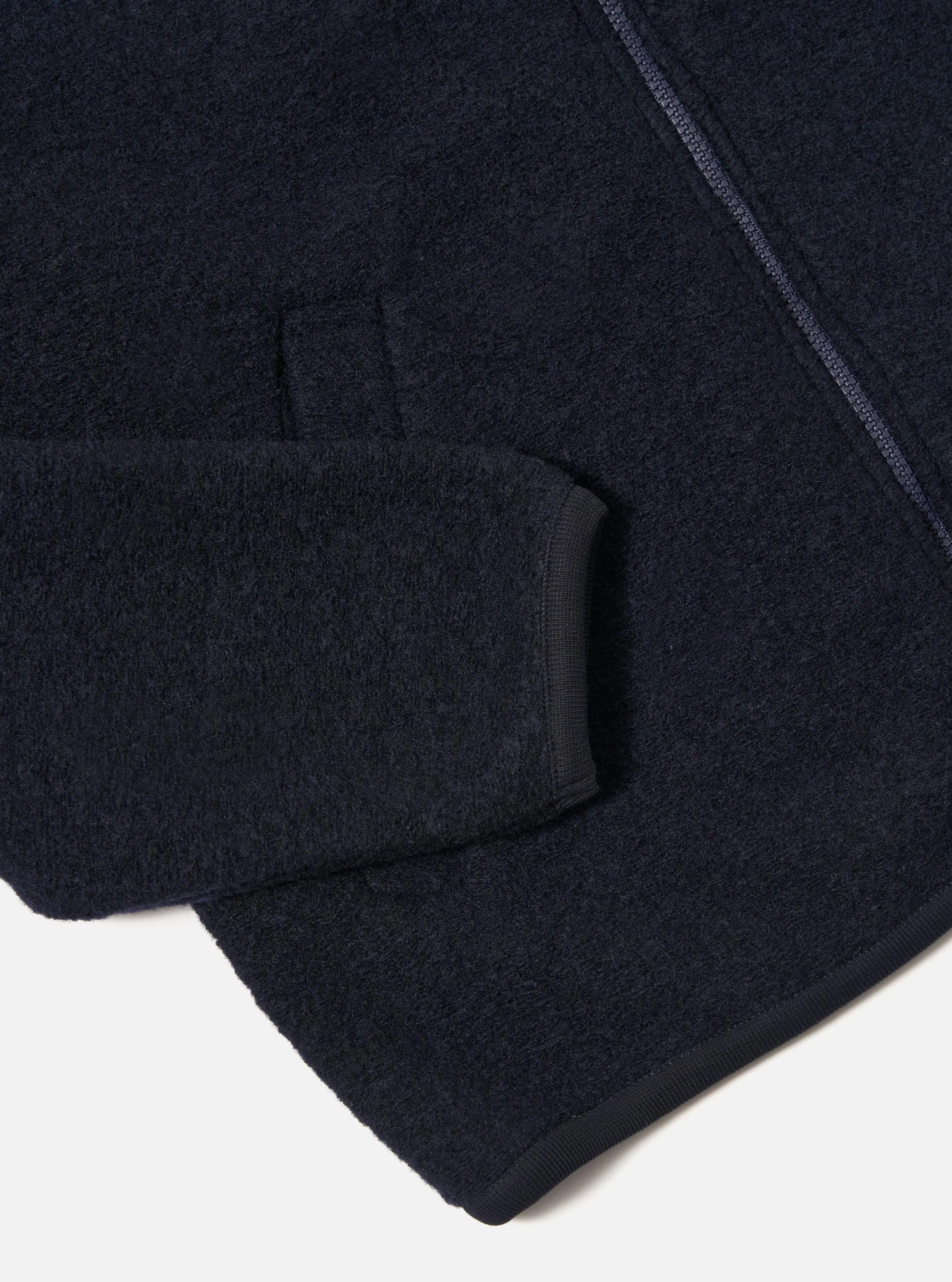 Navy Wool Fleece Zip Bomber - Image 8