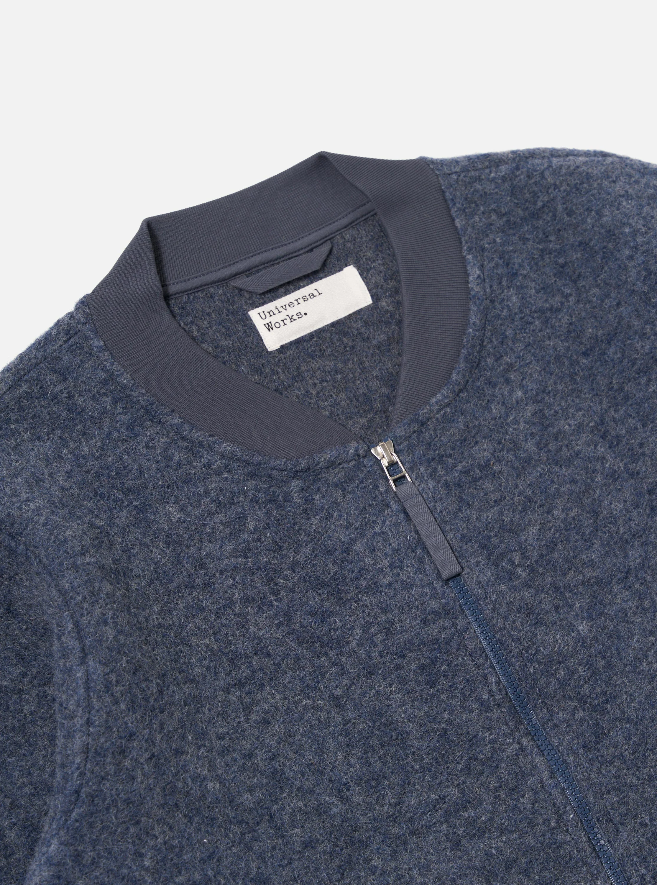 Slate Blue Wool Fleece Zip Bomber - Image 6