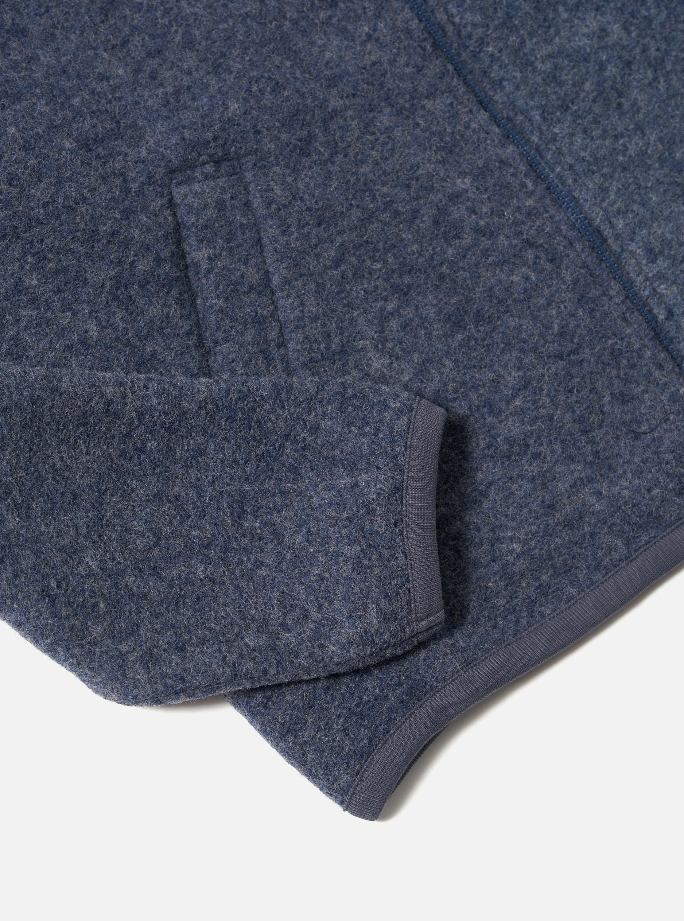 Slate Blue Wool Fleece Zip Bomber - Image 8