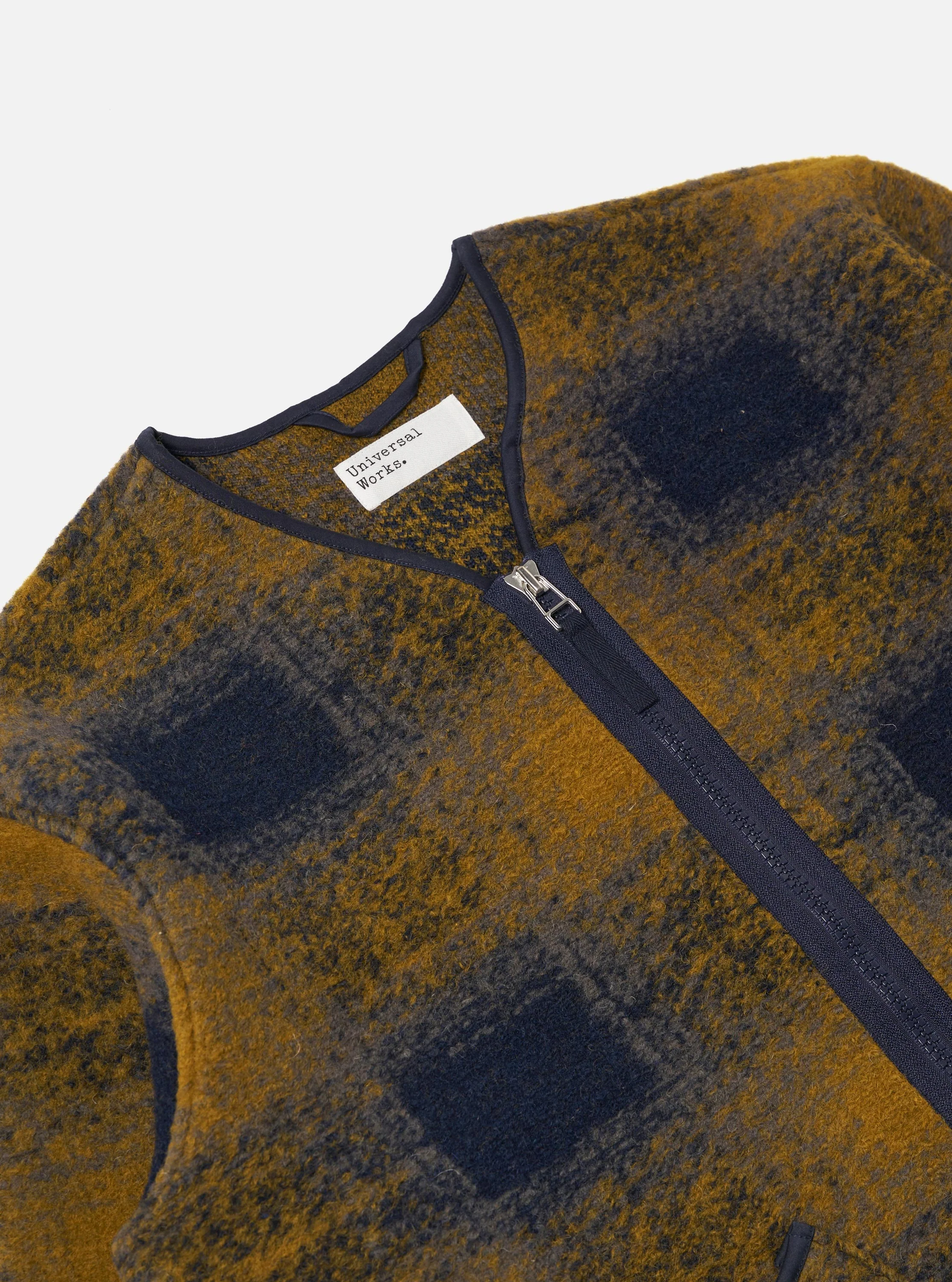 Navy Check Techno Melton Check Zip Liner Jacket - Image 6