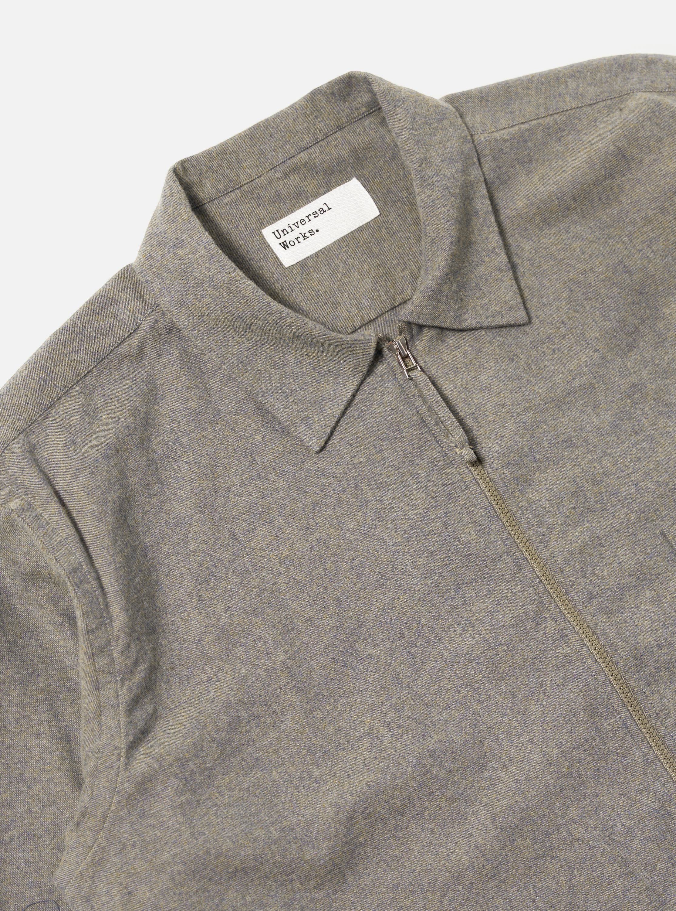 Brown Brushed Flannel Zip Shirt - Image 6
