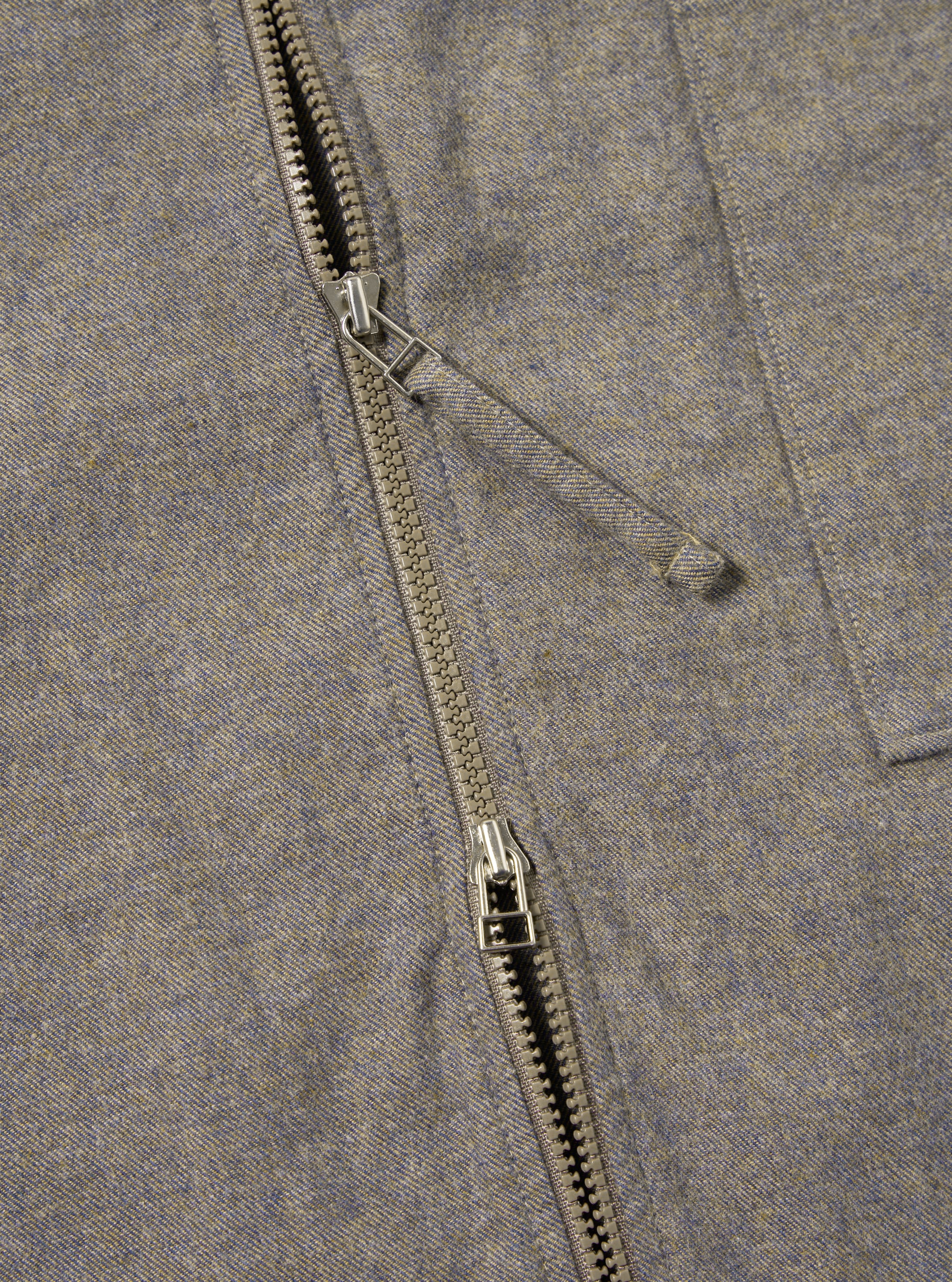 Brown Brushed Flannel Zip Shirt - Image 8