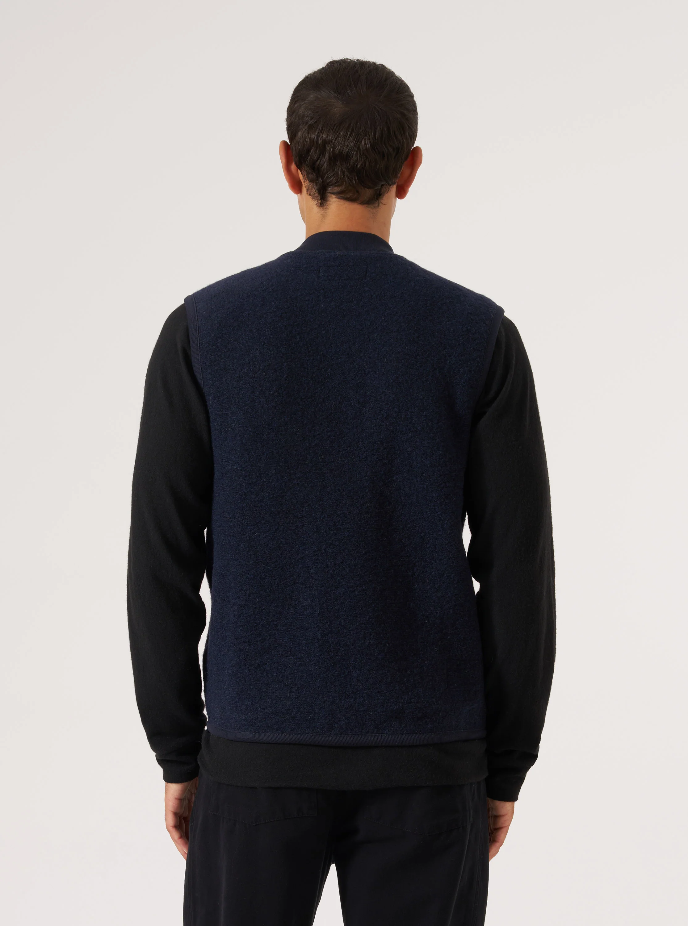 Navy Wool Fleece Zip Waistcoat - Image 3